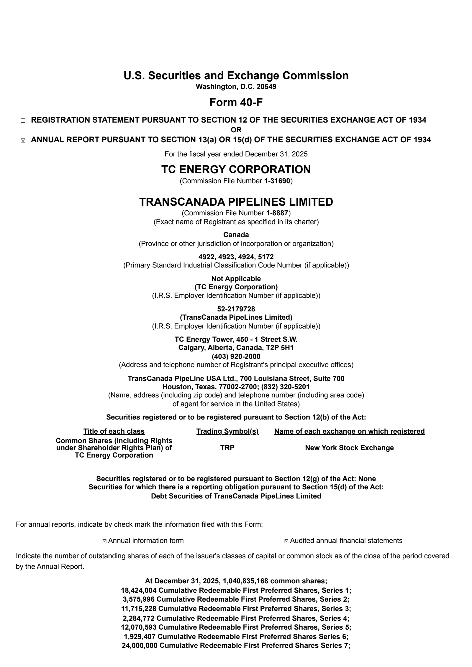 TC Energy's Q4 2025 Annual report