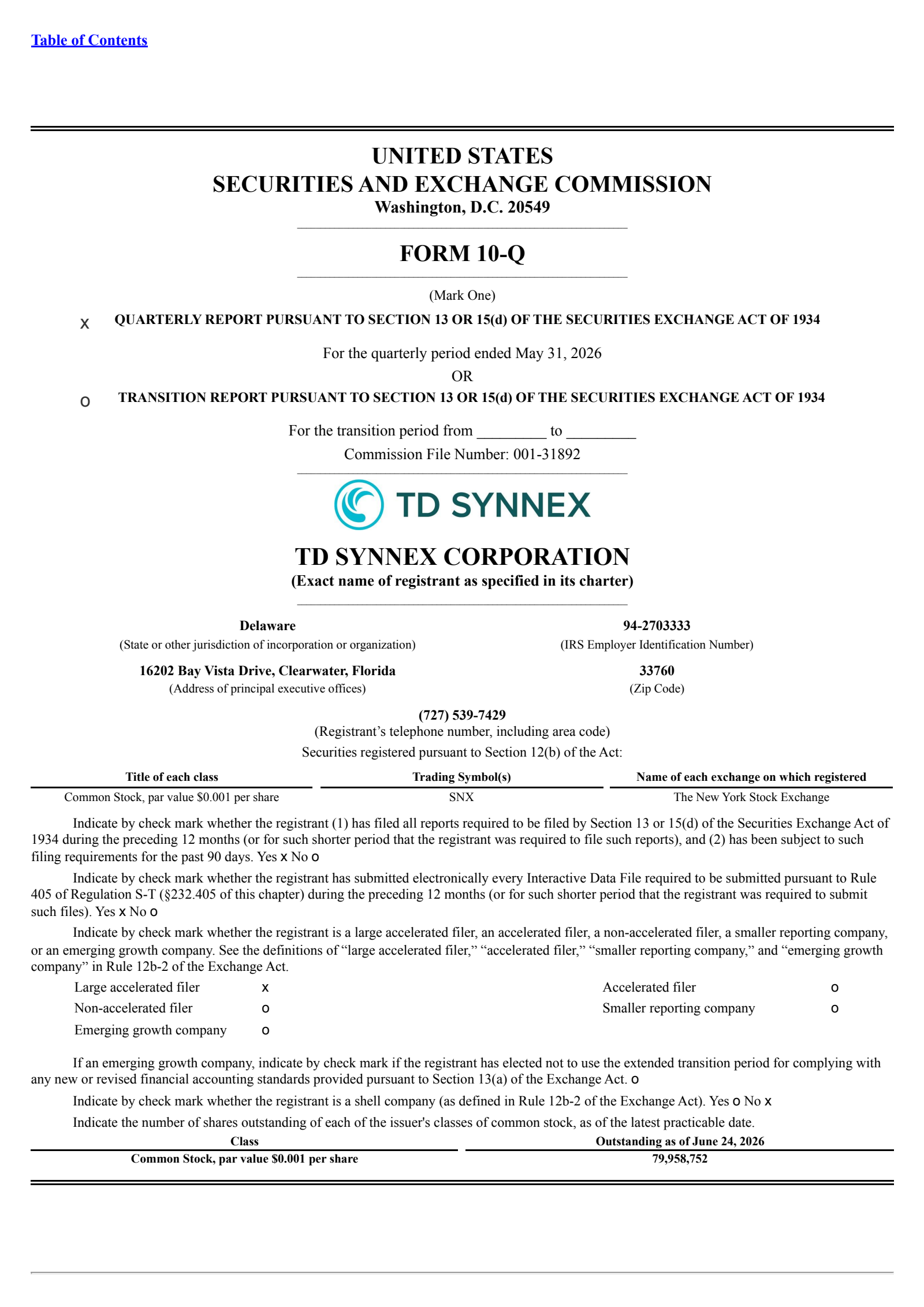TD SYNNEX's Q2 2026 Quarterly report