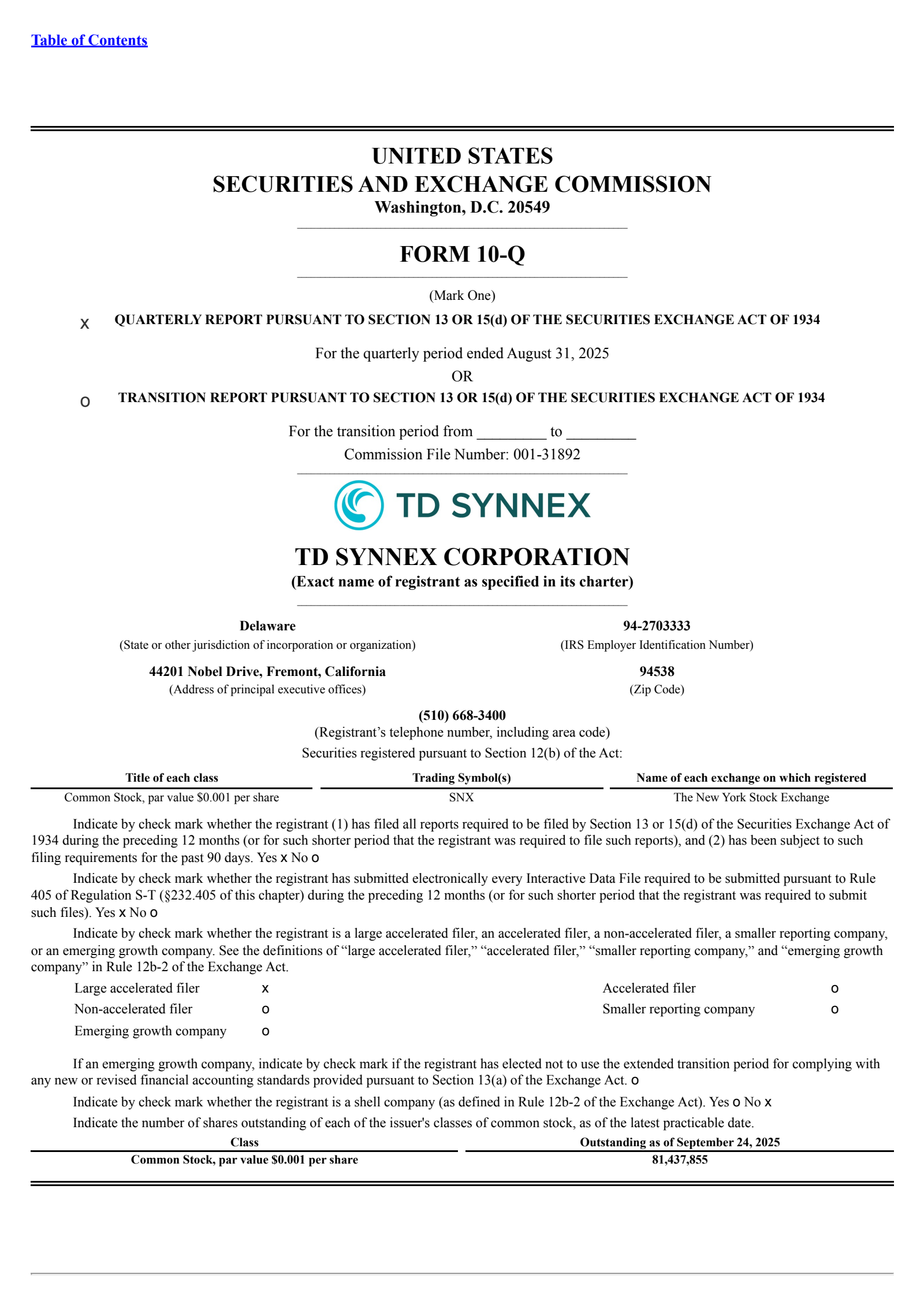 TD SYNNEX's Q3 2025 Quarterly Report