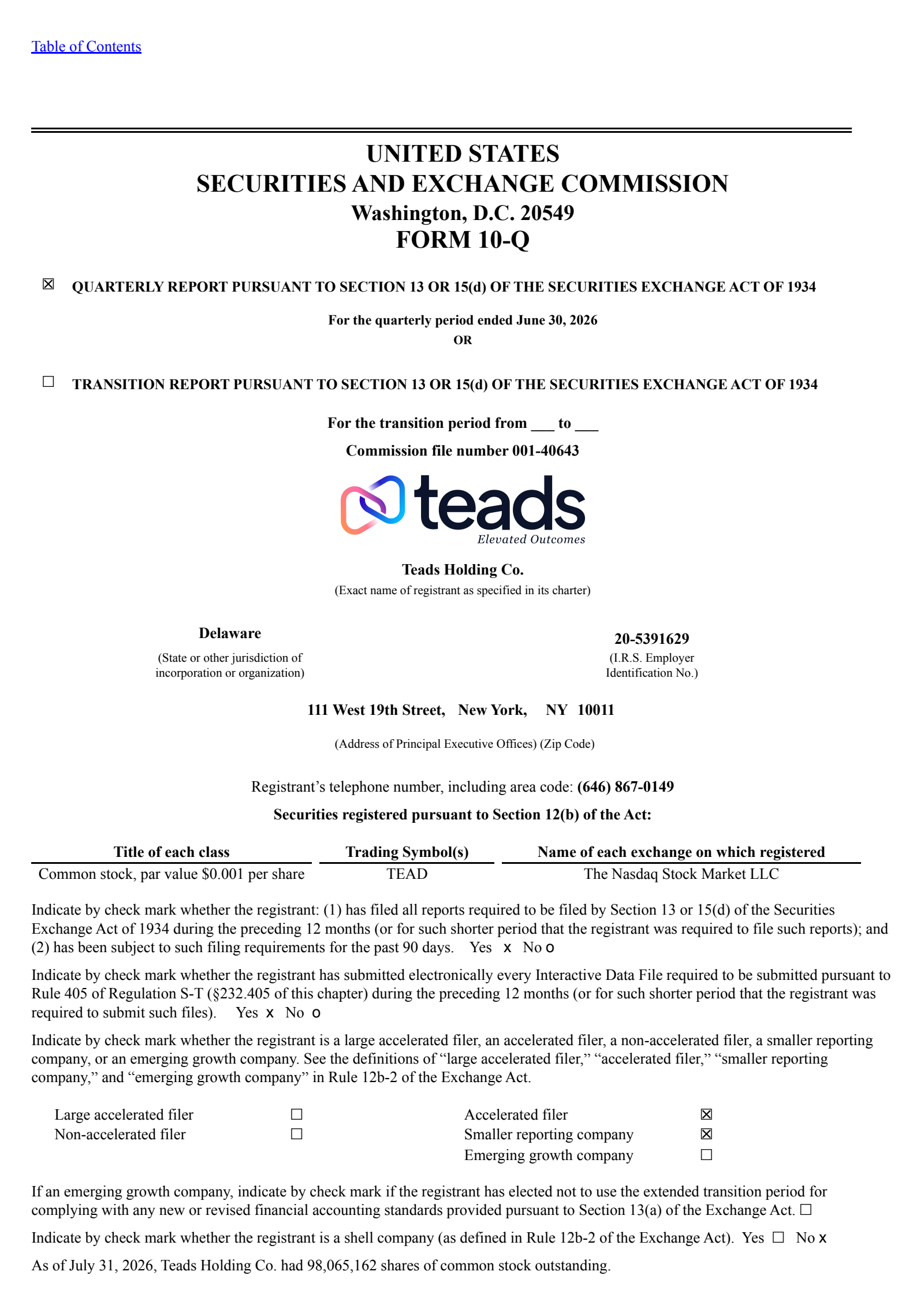 Teads' Q2 2026 Quarterly report