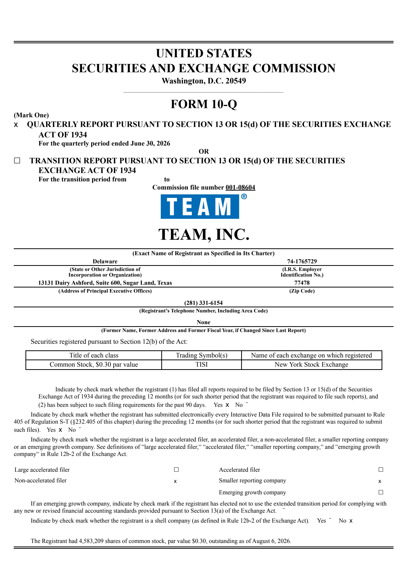 Team's Q2 2026 Quarterly report