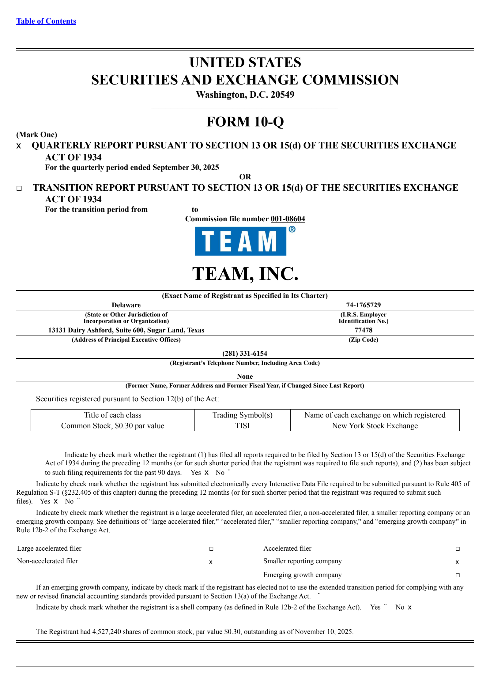Team's Q3 2025 Quarterly Report