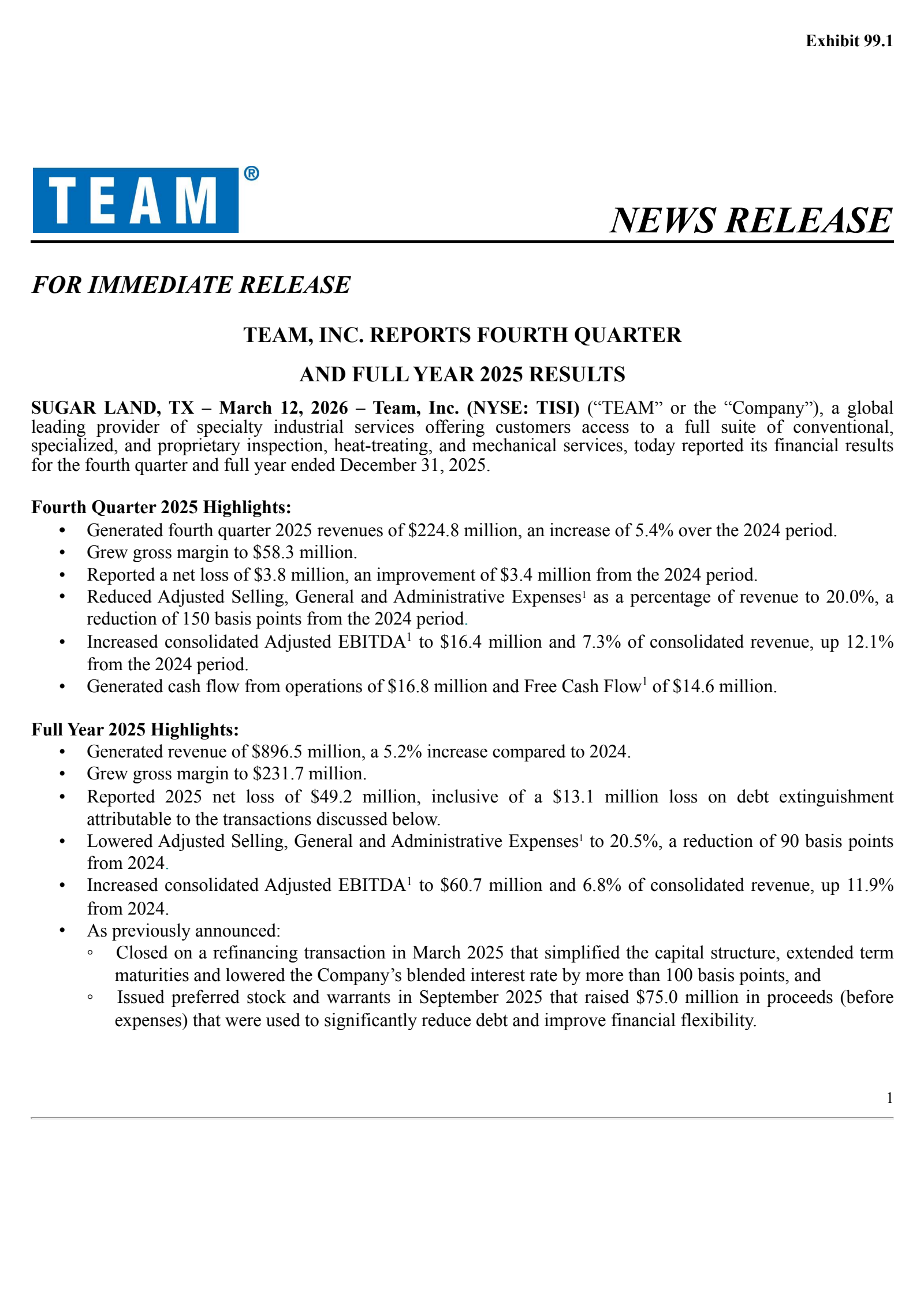 Team's Q4 2025 Press Release