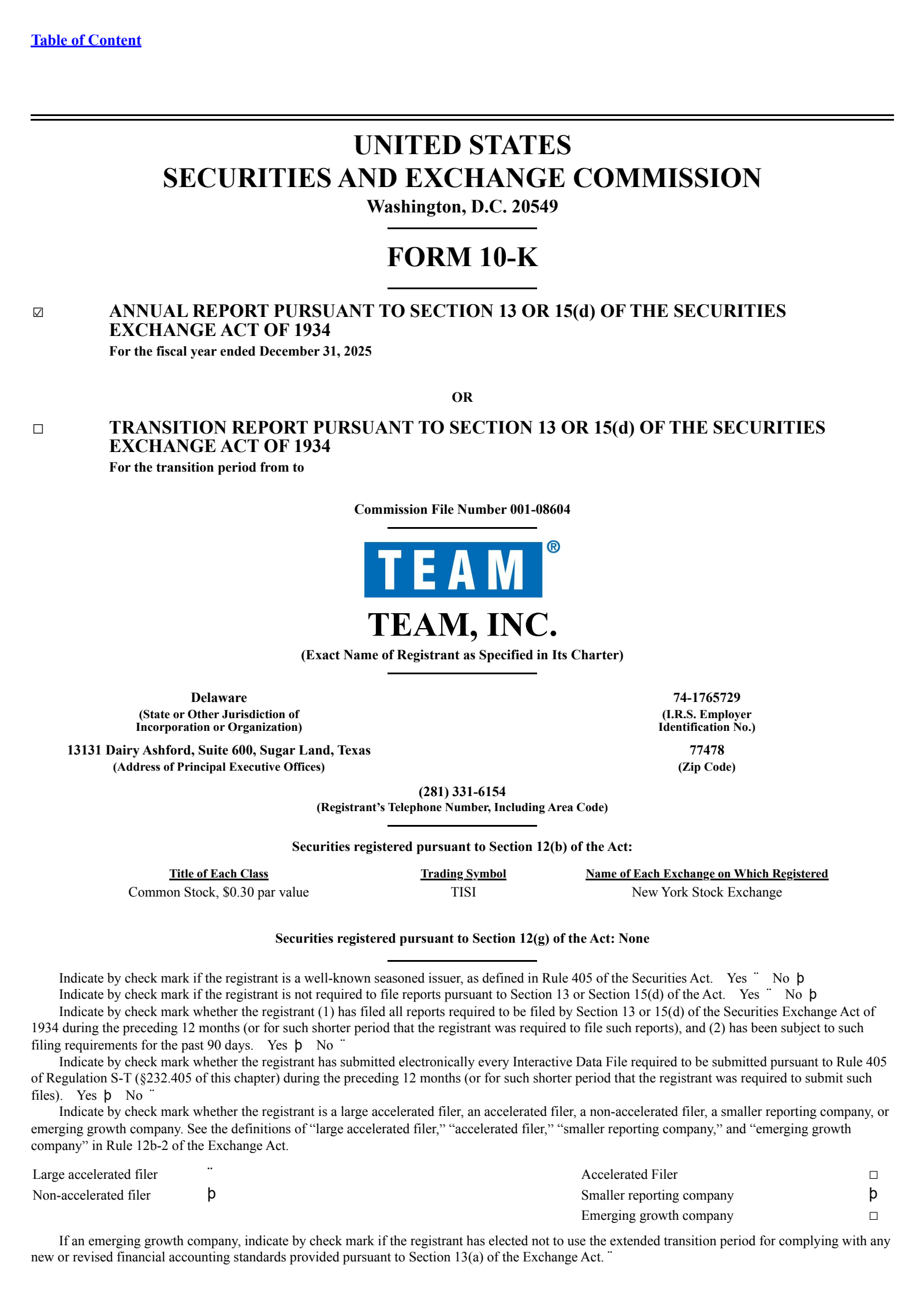 Team's Q4 2025 Annual report