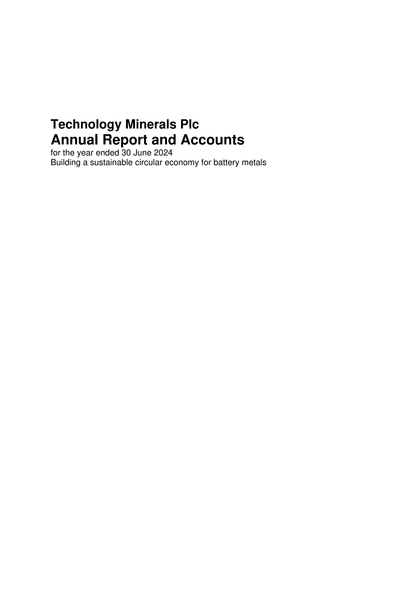 Technology Minerals' H2 2024 Annual report