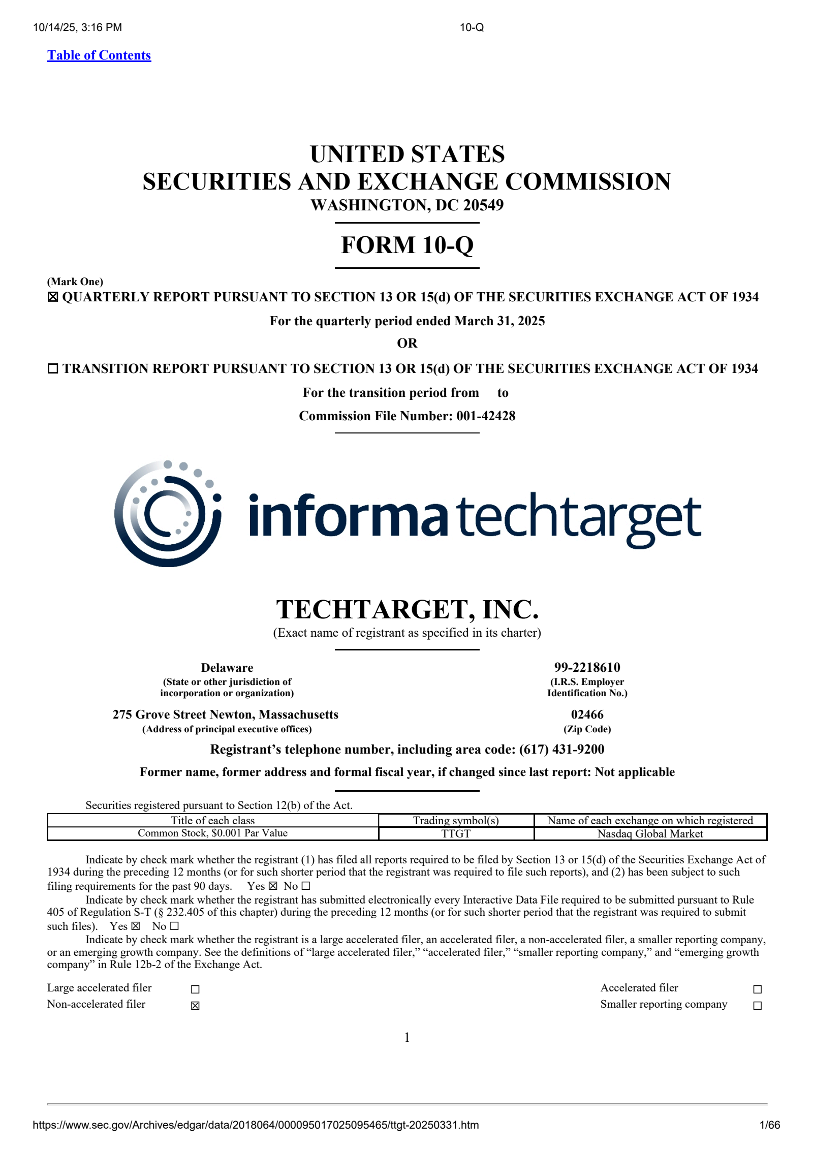 TechTarget's Q1 2025 Quarterly Report