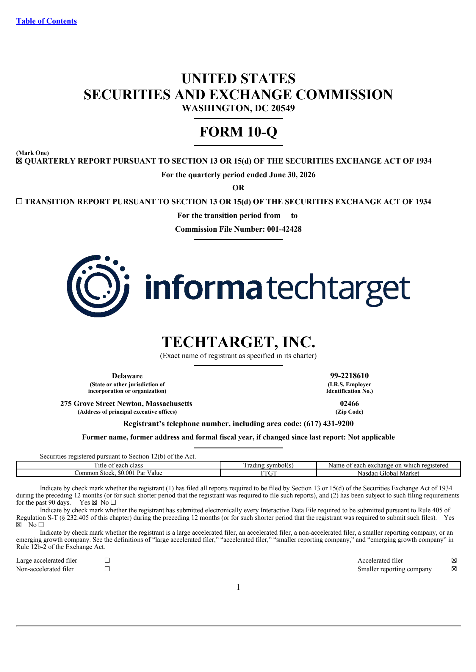 TechTarget's Q2 2026 Quarterly report