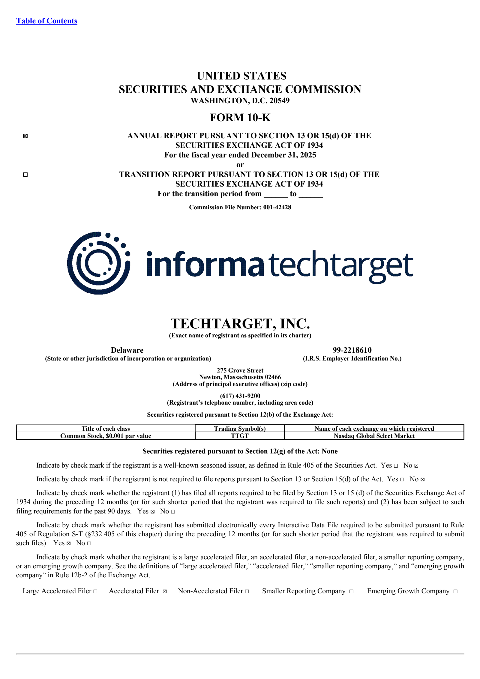 TechTarget's Q4 2025 Annual report