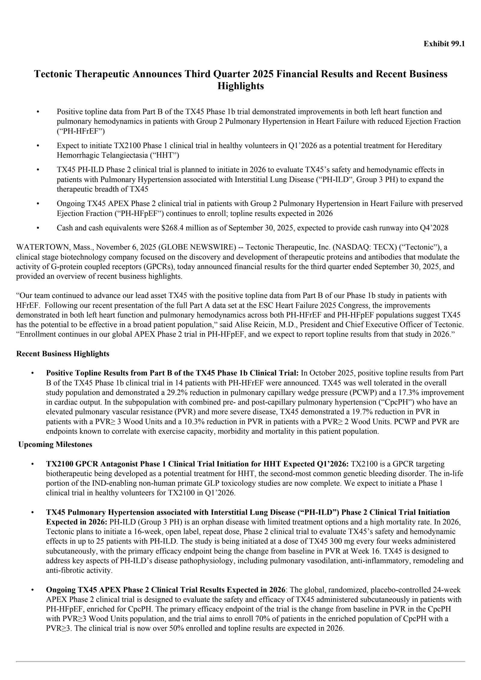 Tectonic Therapeutic's Q3 2025 Earnings Release