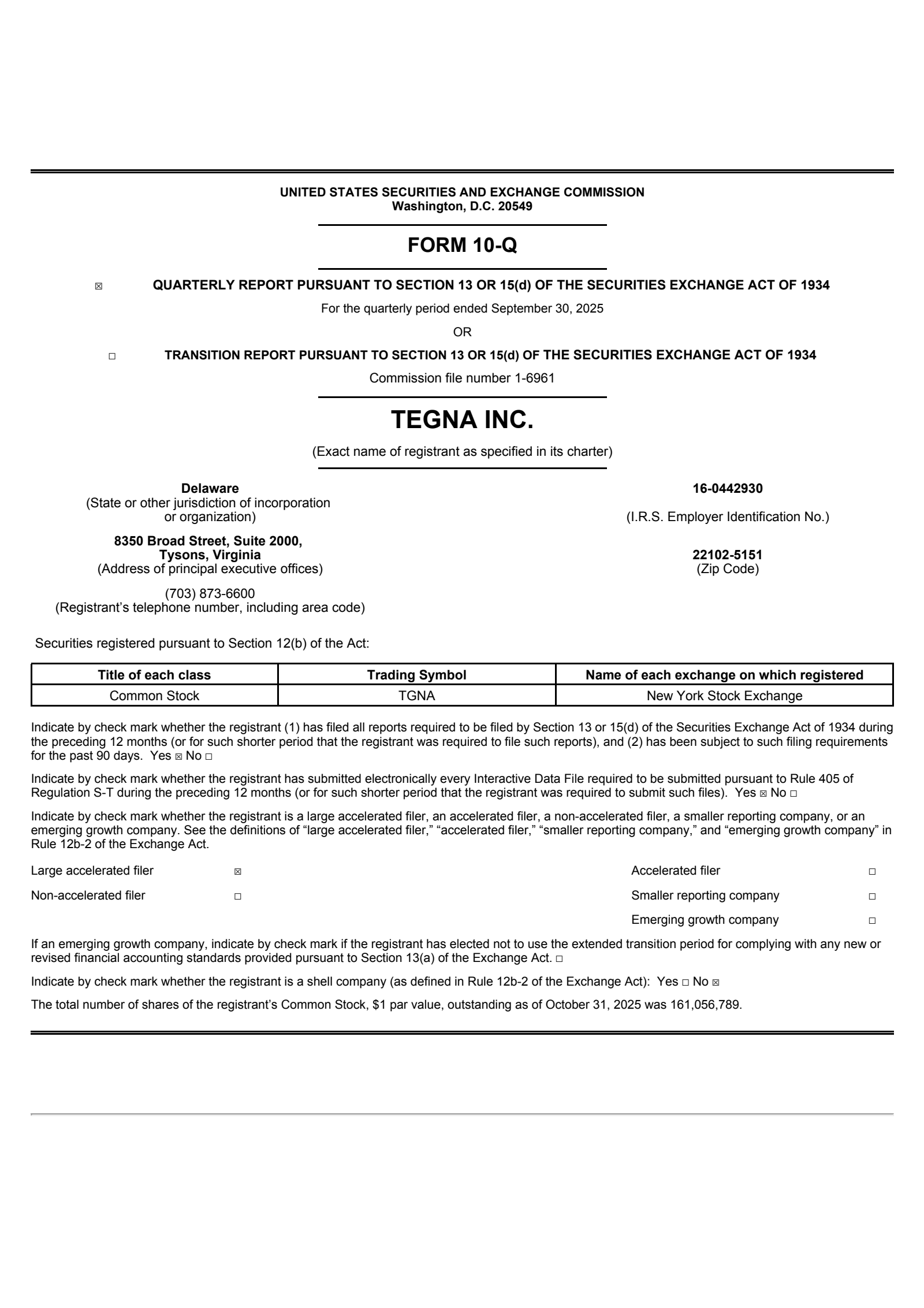 TEGNA's Q3 2025 Quarterly Report