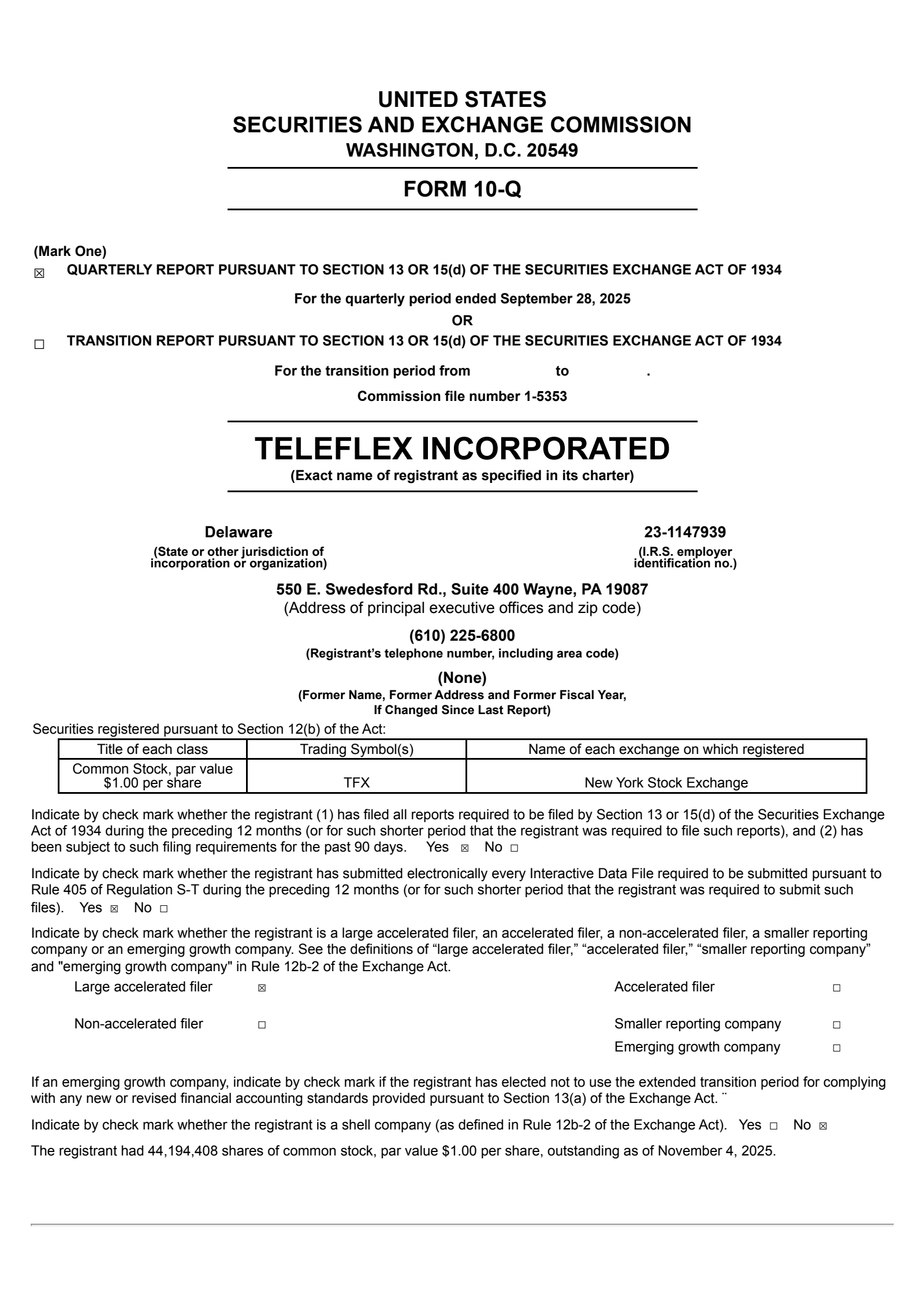 Teleflex's Q3 2025 Quarterly Report
