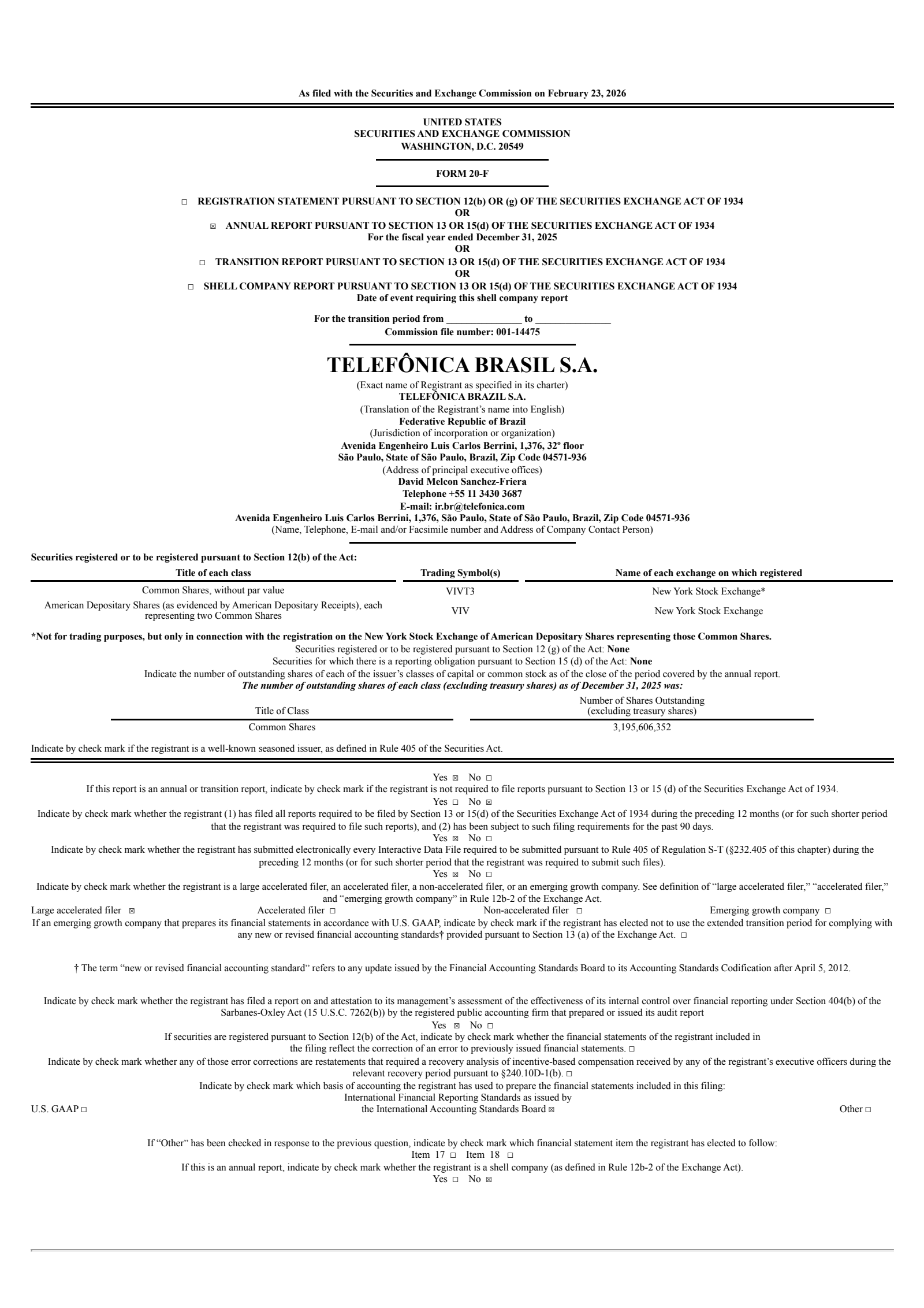 Telefonica Brasil's Q4 2025 Annual report