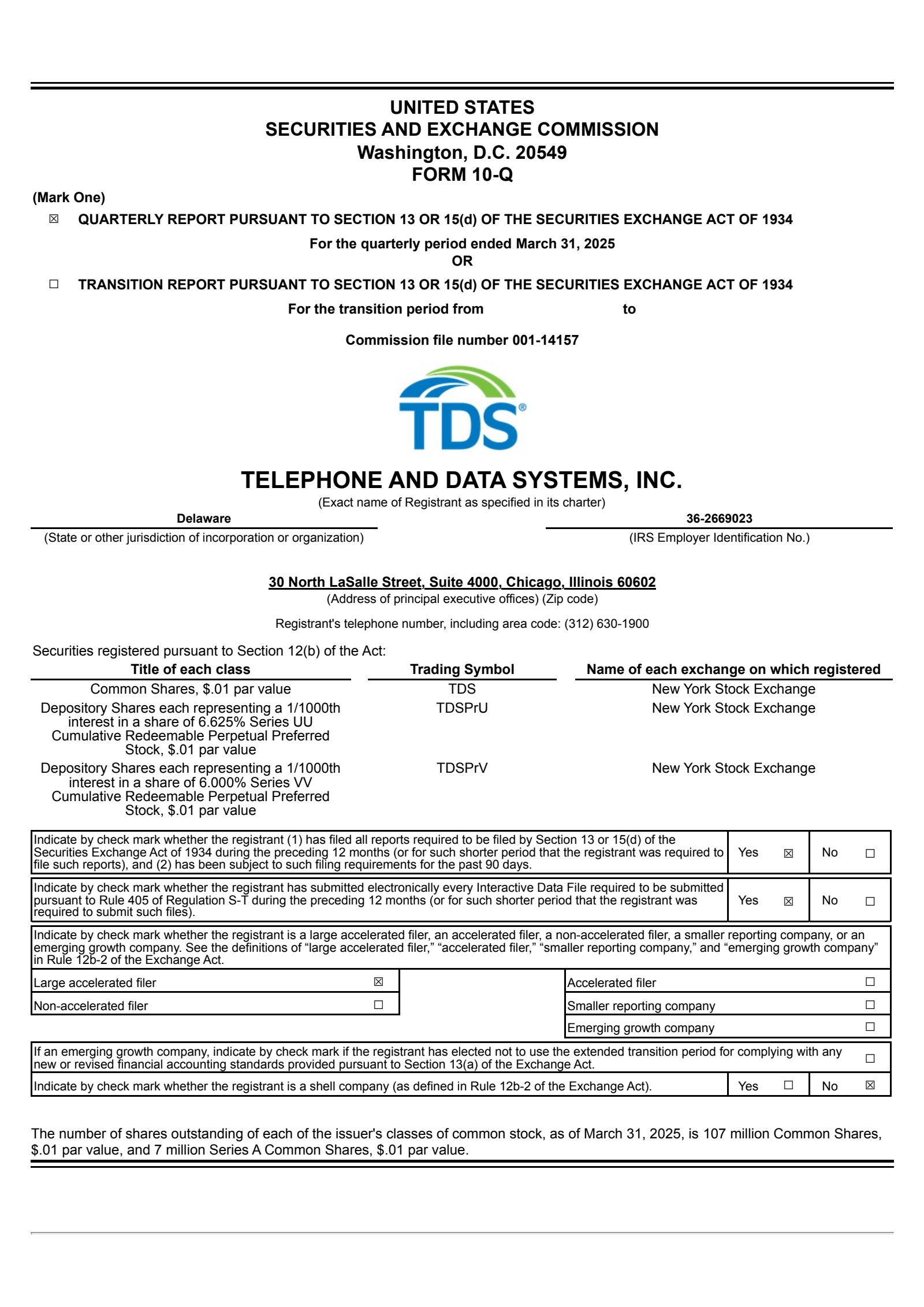 Telephone and Data Systems' Q1 2025 Quarterly report