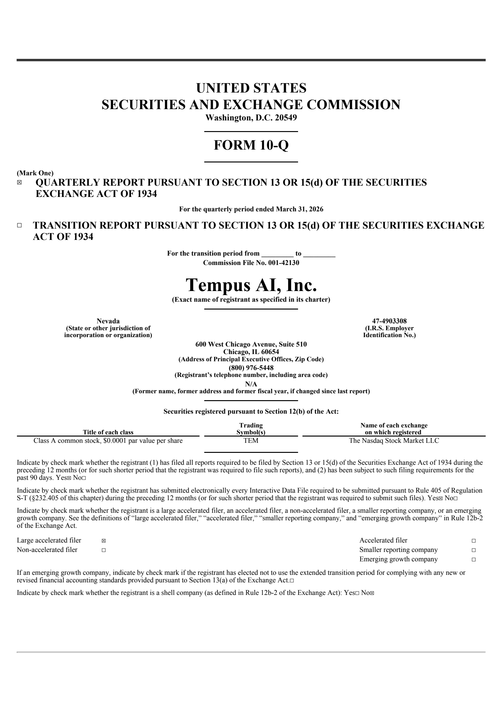 Tempus AI's Q1 2026 Quarterly report