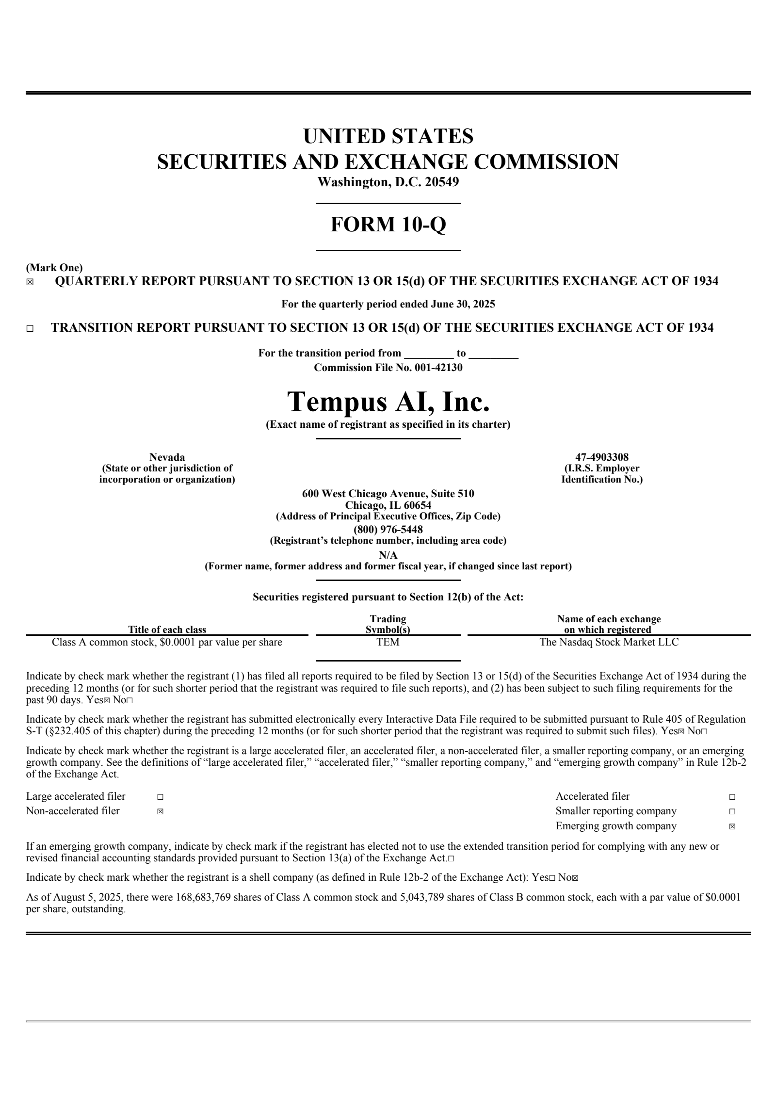 Tempus AI's Q2 2025 Quarterly report