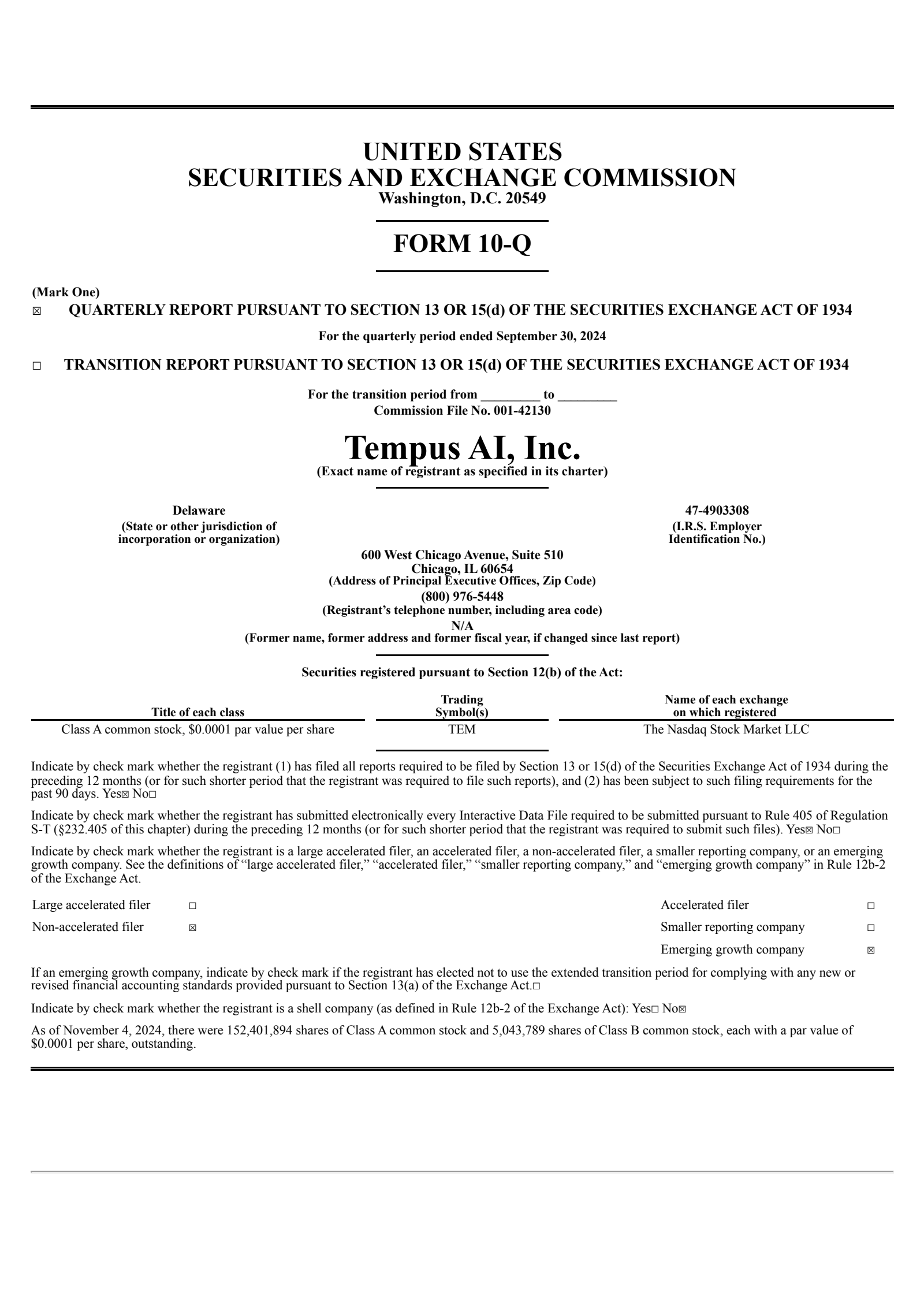Tempus AI's Q3 2024 Quarterly report