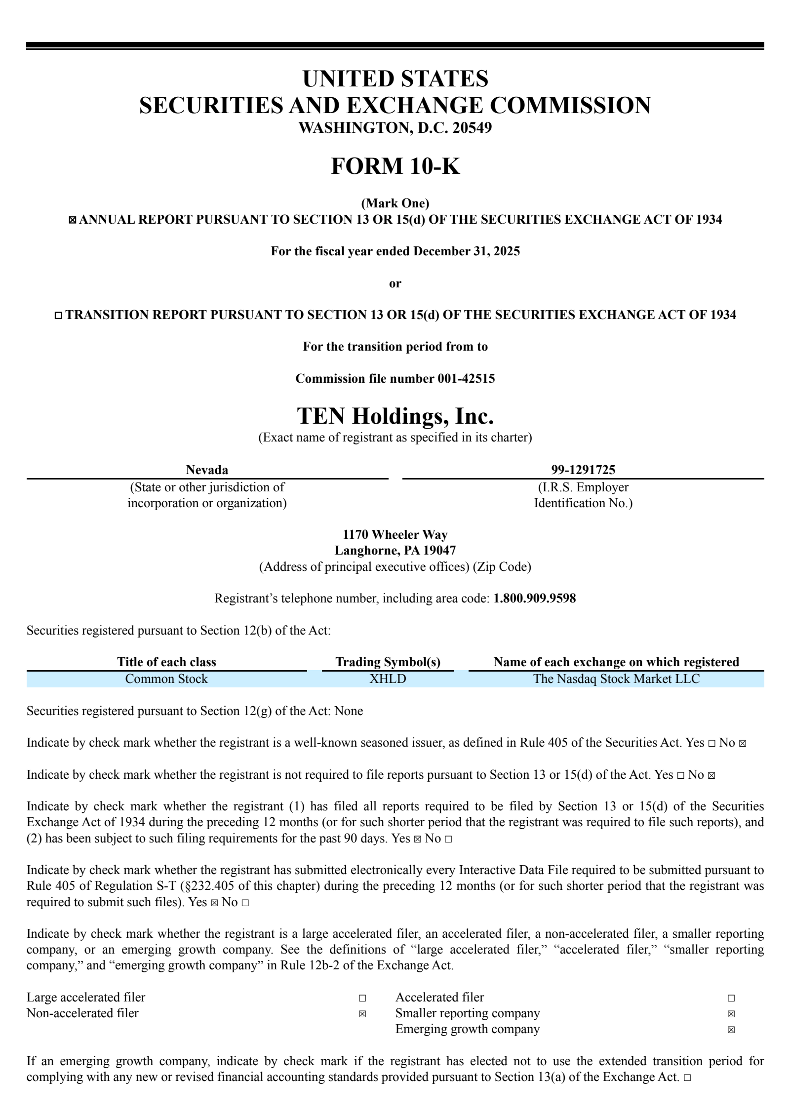 TEN's Q4 2025 Annual report