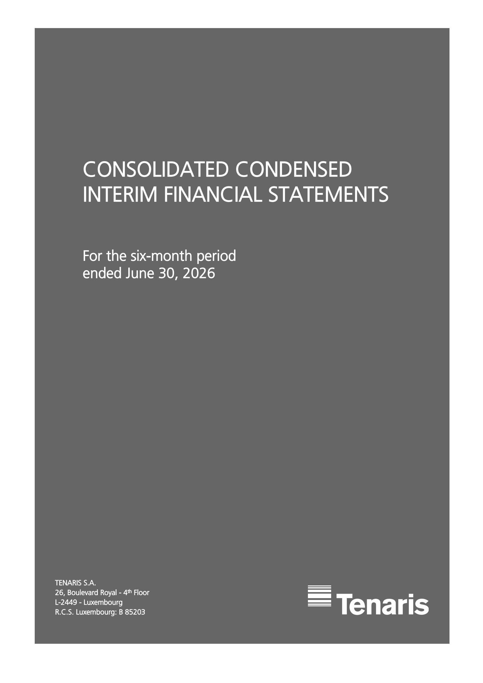 Tenaris' Q2 2026 Interim report
