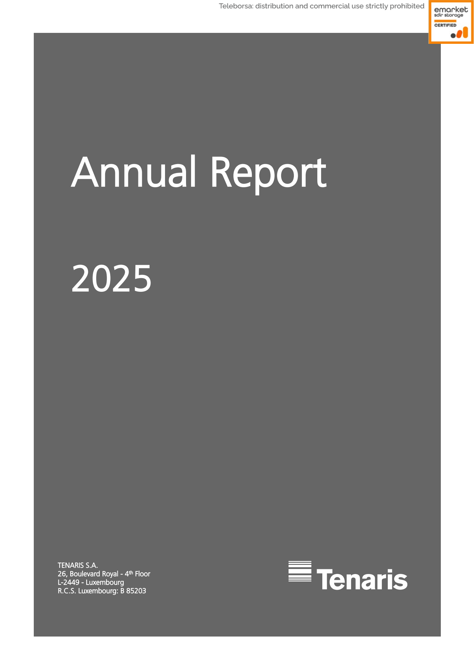 Tenaris' Q4 2025 Annual report