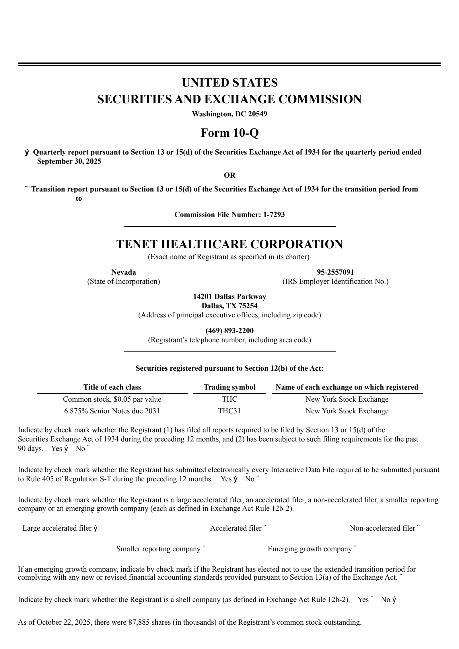 Tenet Healthcare's Q3 2025 Quarterly Report