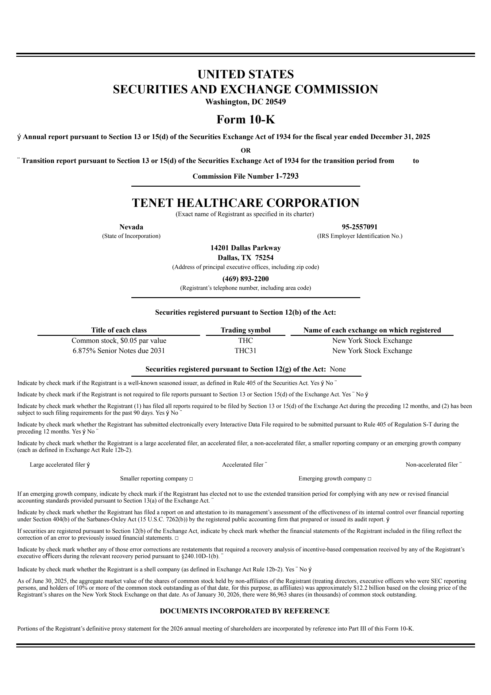 Tenet Healthcare's Q4 2025 Annual report