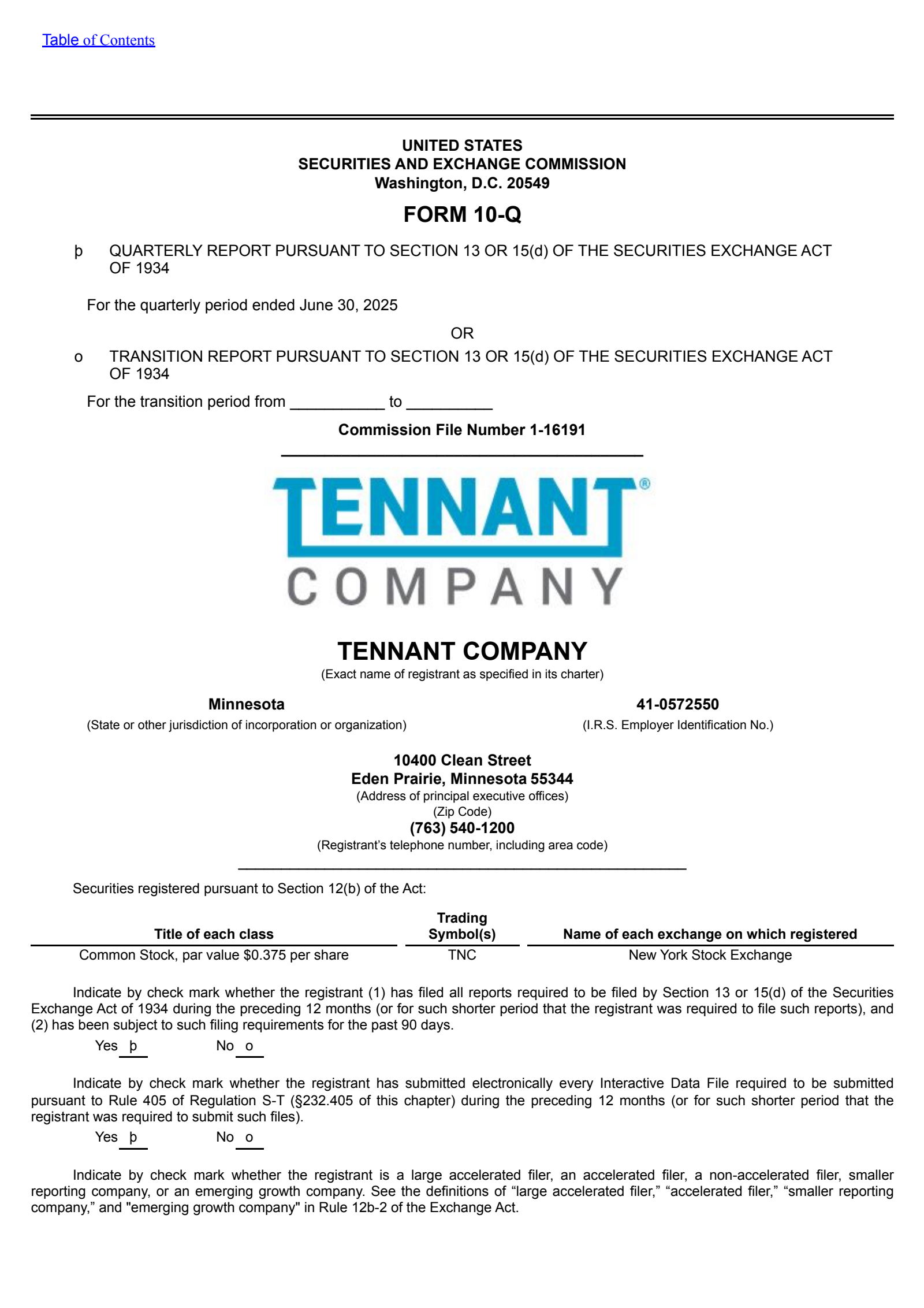 Tennant's Q2 2025 Quarterly report