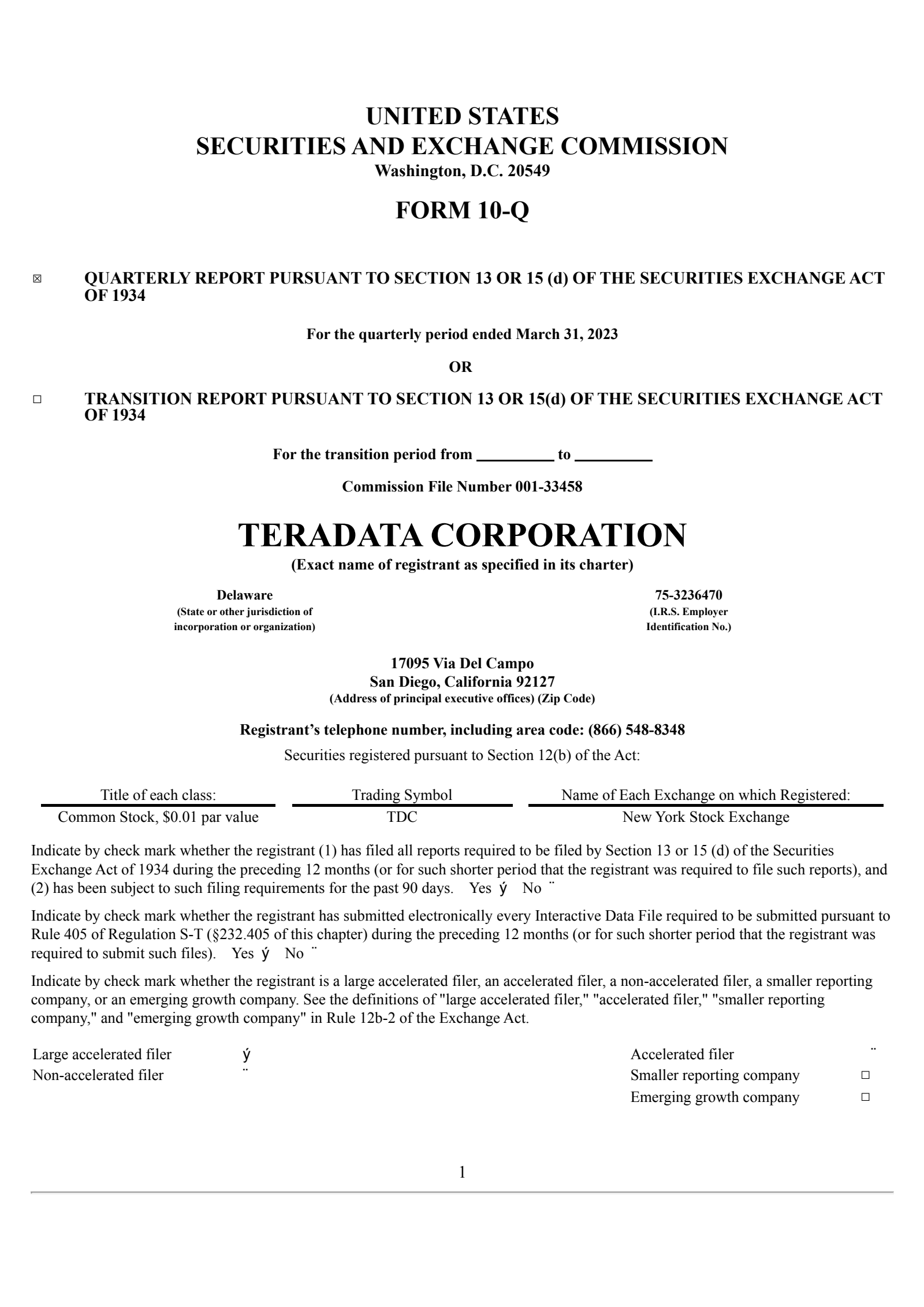 Teradata's Q1 2023 Quarterly report
