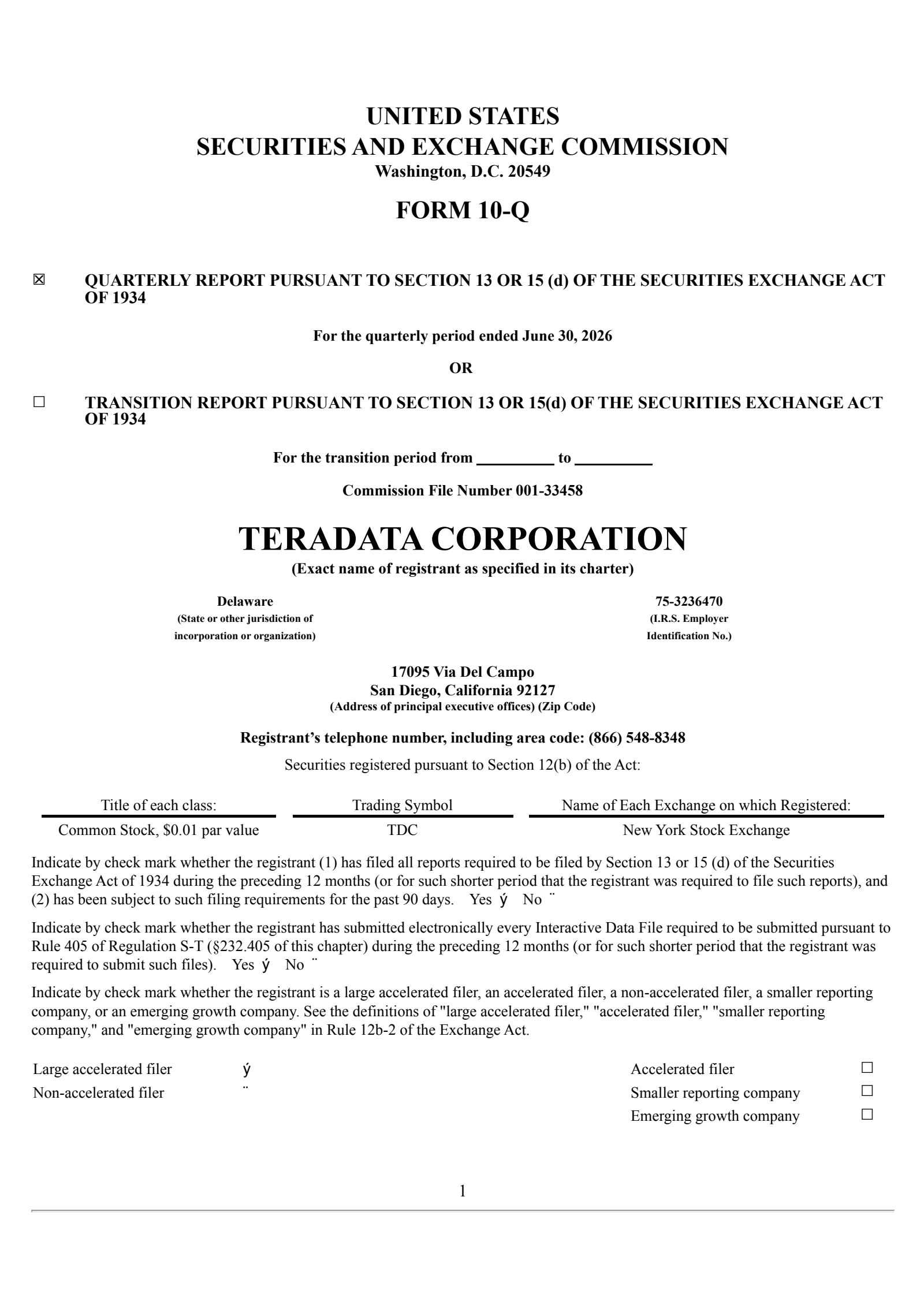 Teradata's Q2 2026 Quarterly report