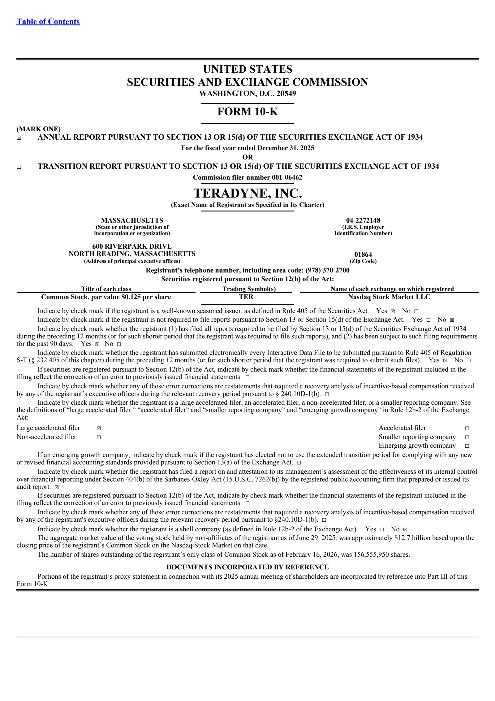 Teradyne's Q4 2025 Annual report