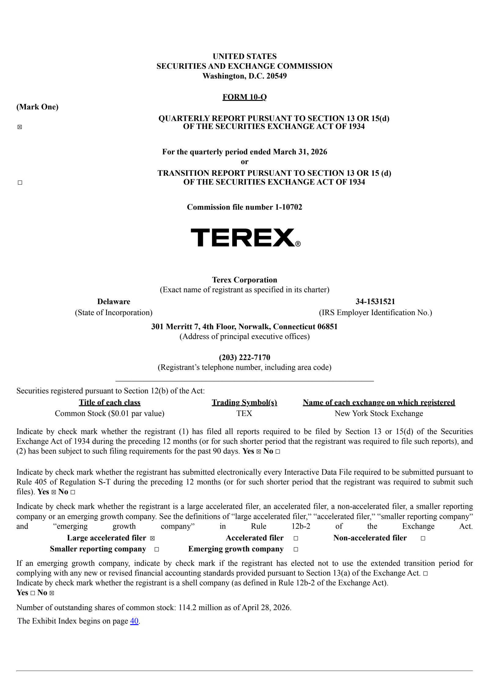 Terex's Q1 2026 Quarterly report