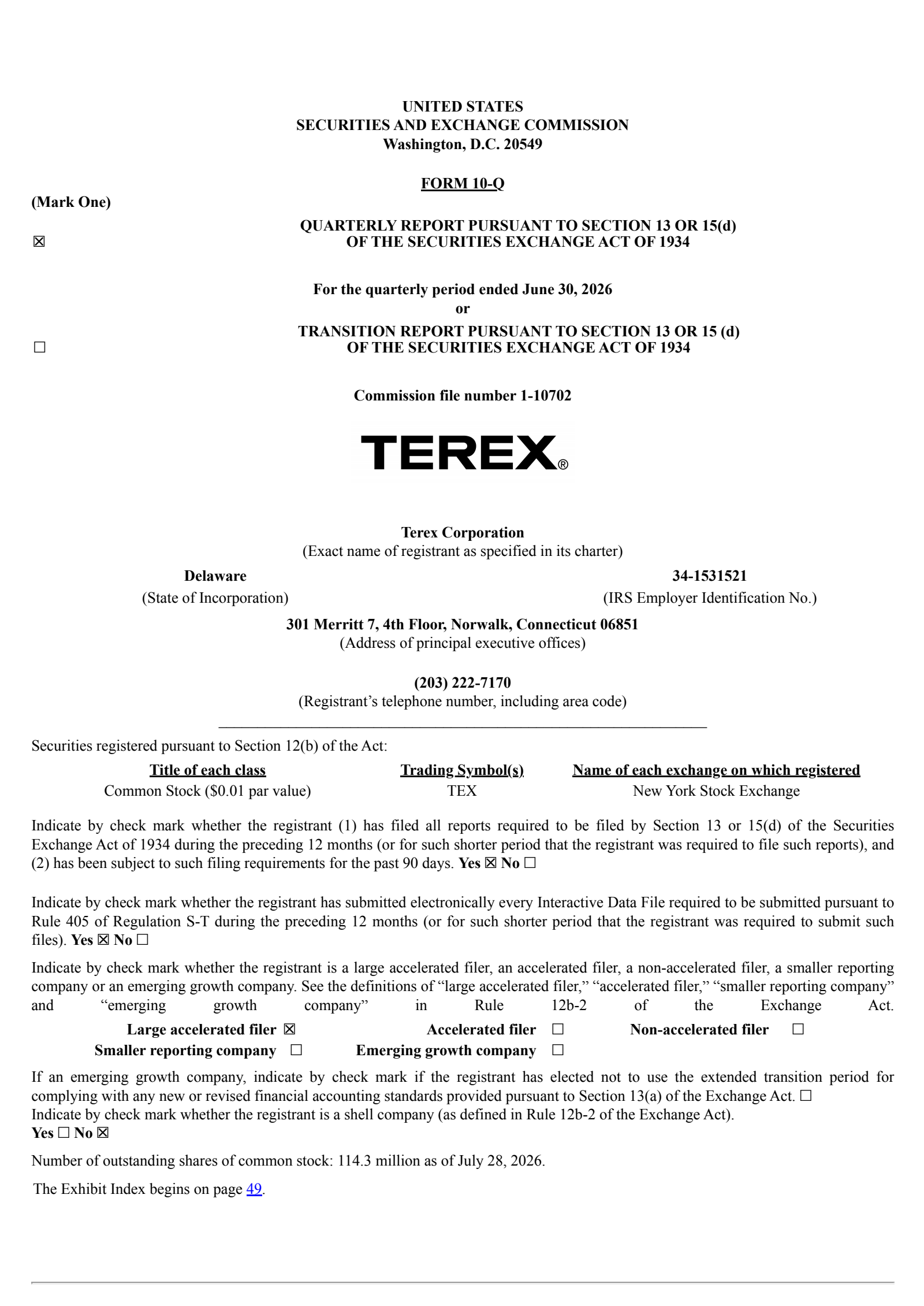 Terex's Q2 2026 Quarterly report