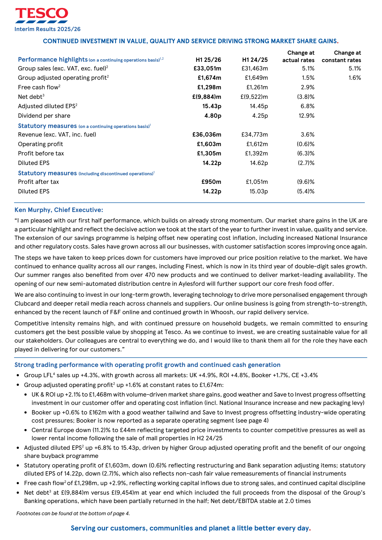 Tesco's H1 2026 Interim Report