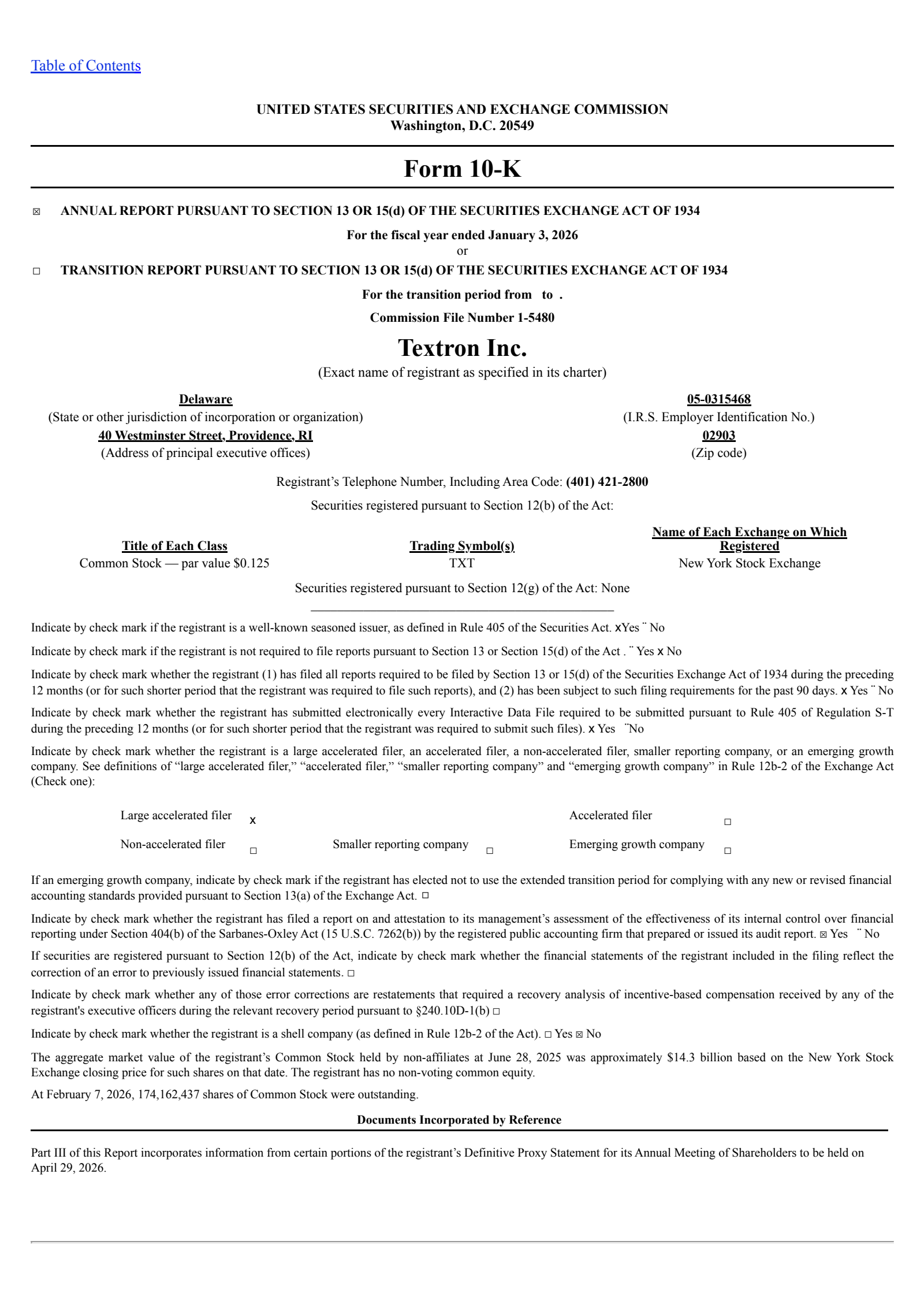 Textron's Q4 2025 Annual report