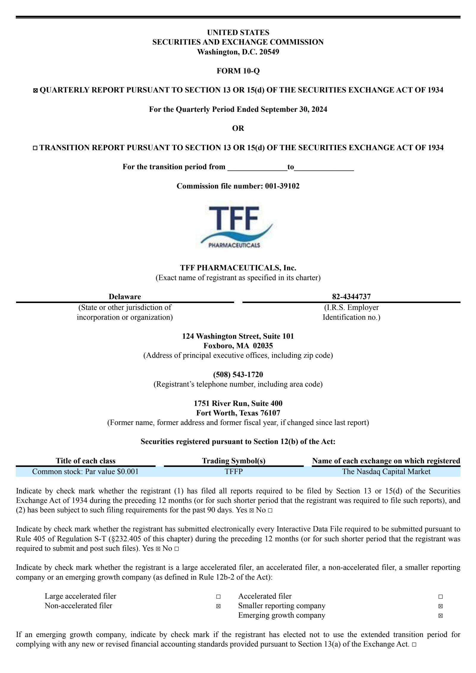 TFFP Q3 2024 Earnings Report on 11/20/2024