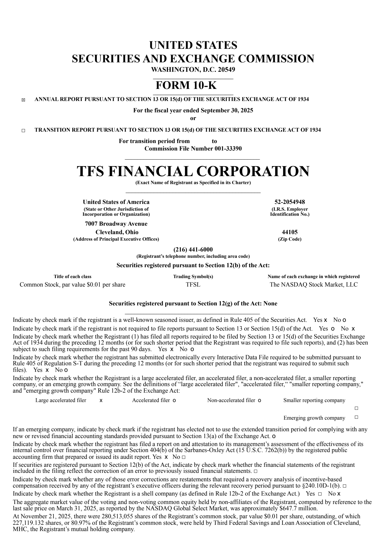 TFS Financial's Q4 2025 Annual Report