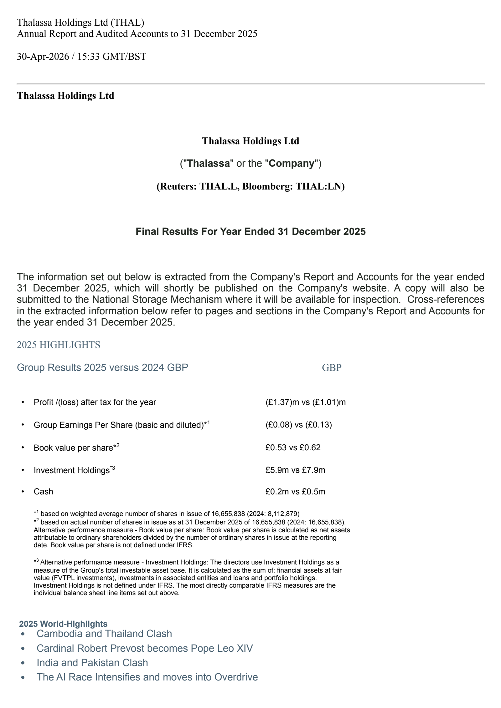 Thalassa's H2 2025 Interim report
