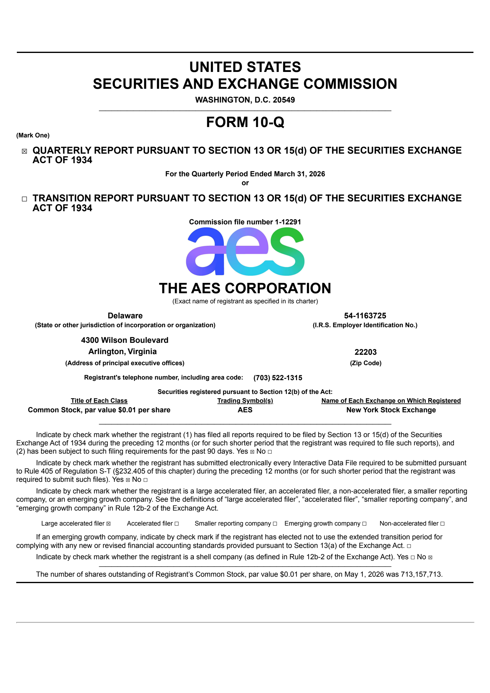 AES's Q1 2026 Quarterly report