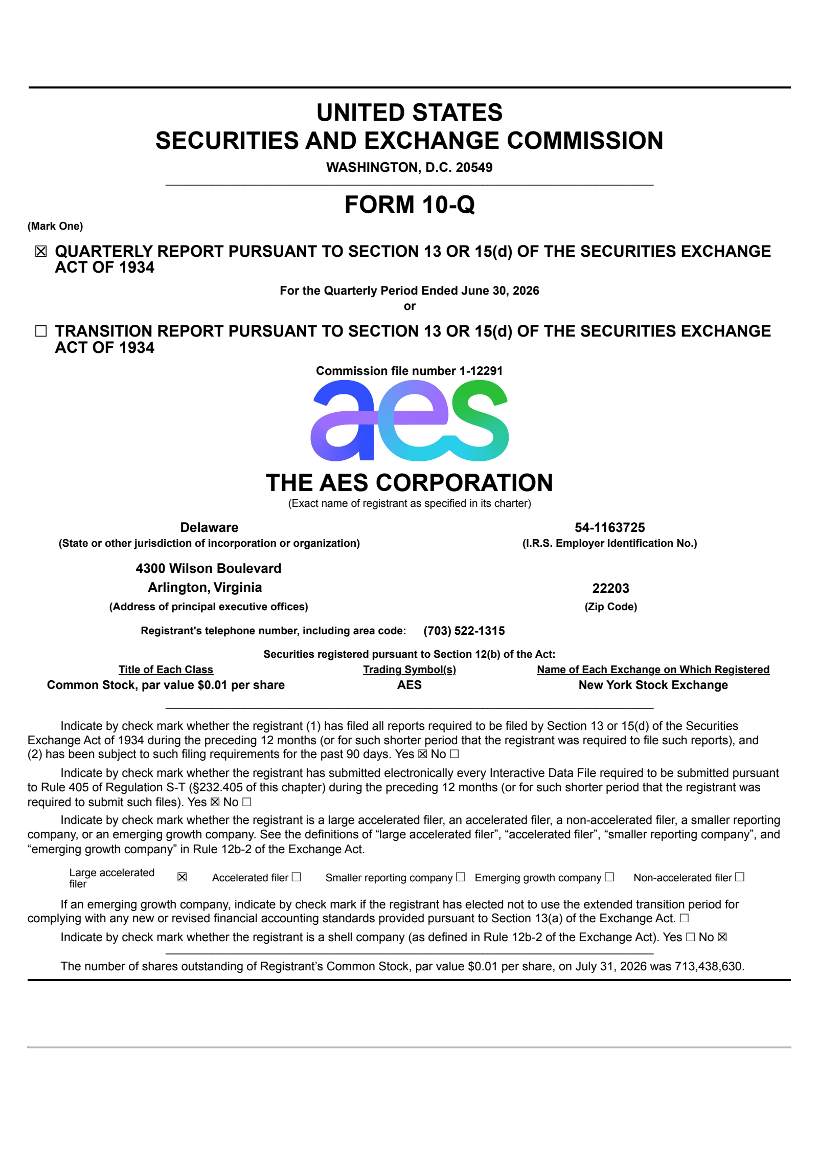 AES's Q2 2026 Quarterly report