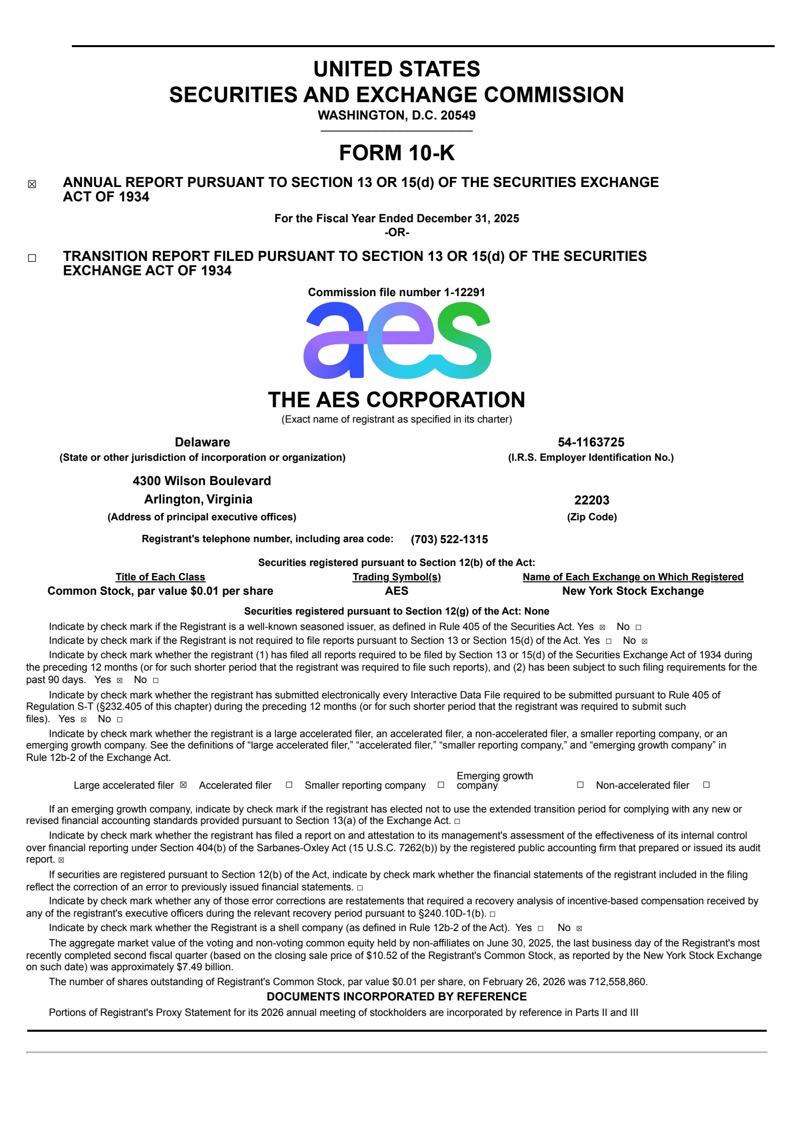 AES's Q4 2025 Annual report