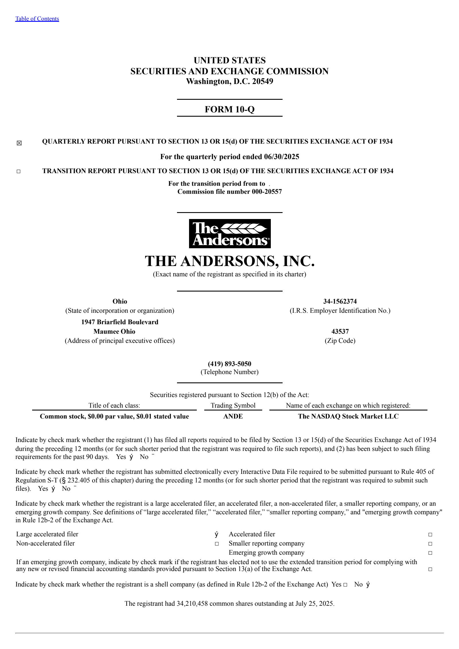 Andersons' Q2 2025 Quarterly report