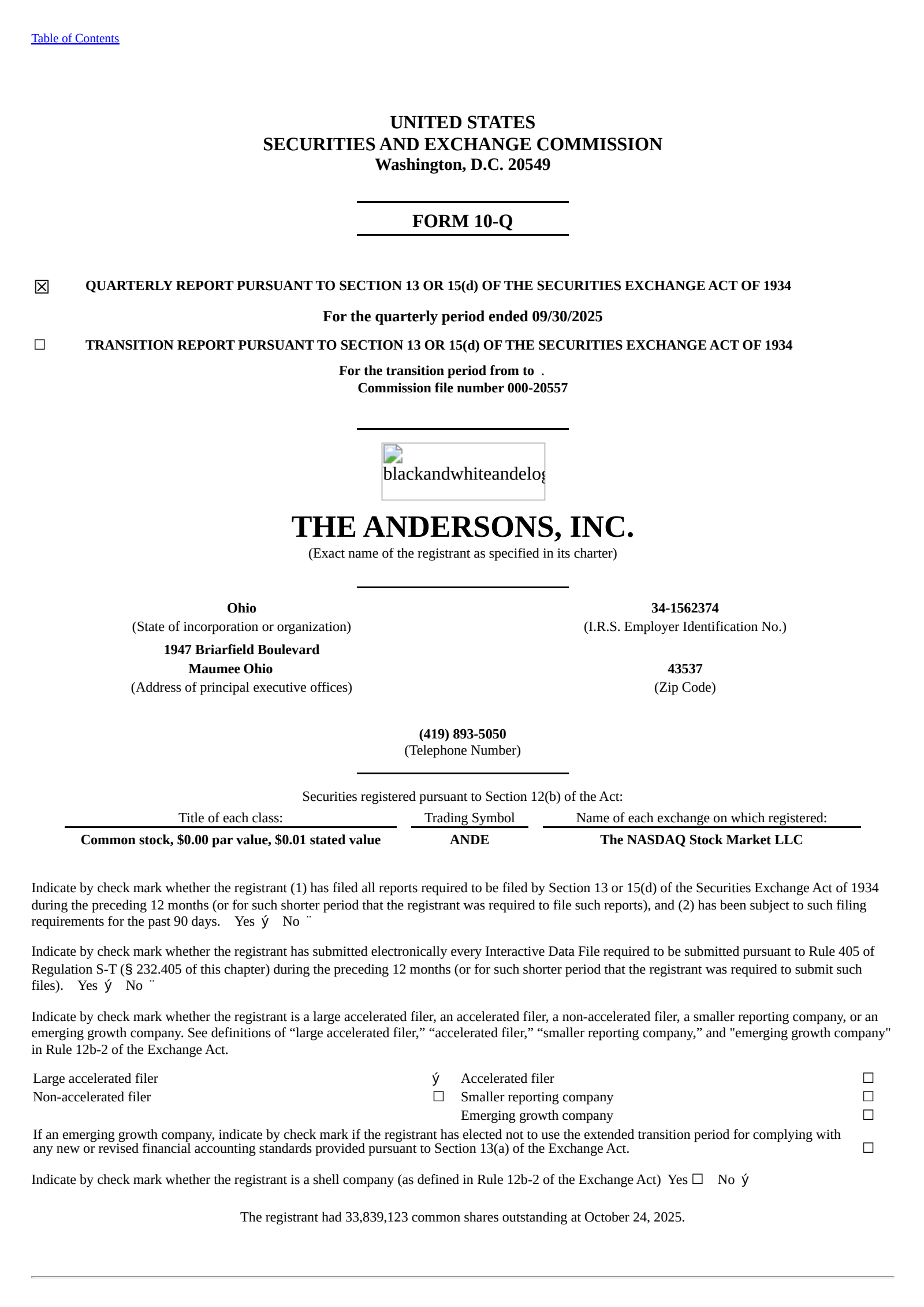 Andersons' Q3 2025 Quarterly Report