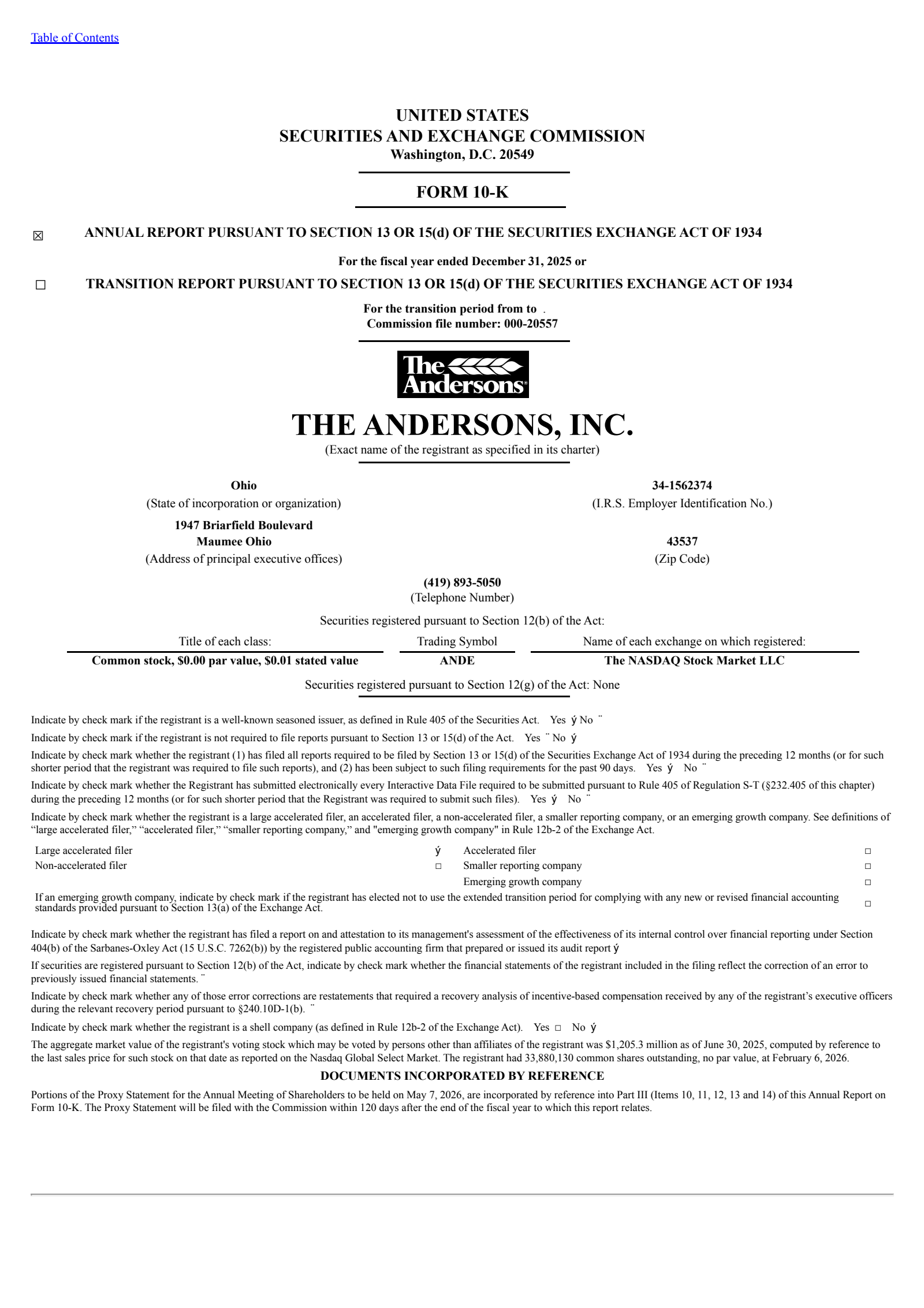 Andersons' Q4 2025 Annual report