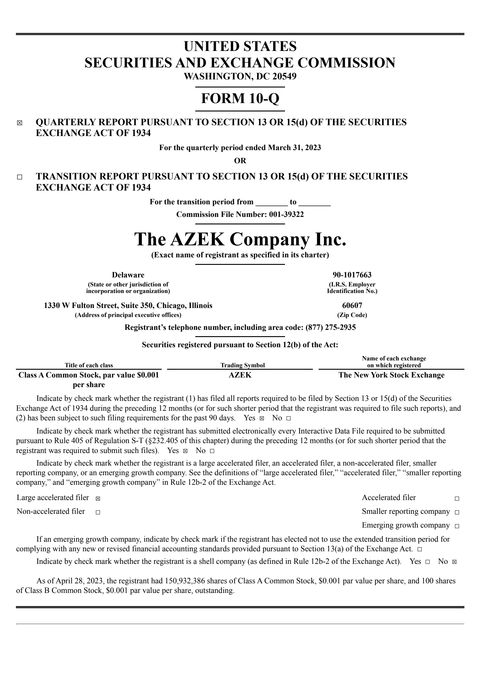 AZEK's Q2 2023 Quarterly report