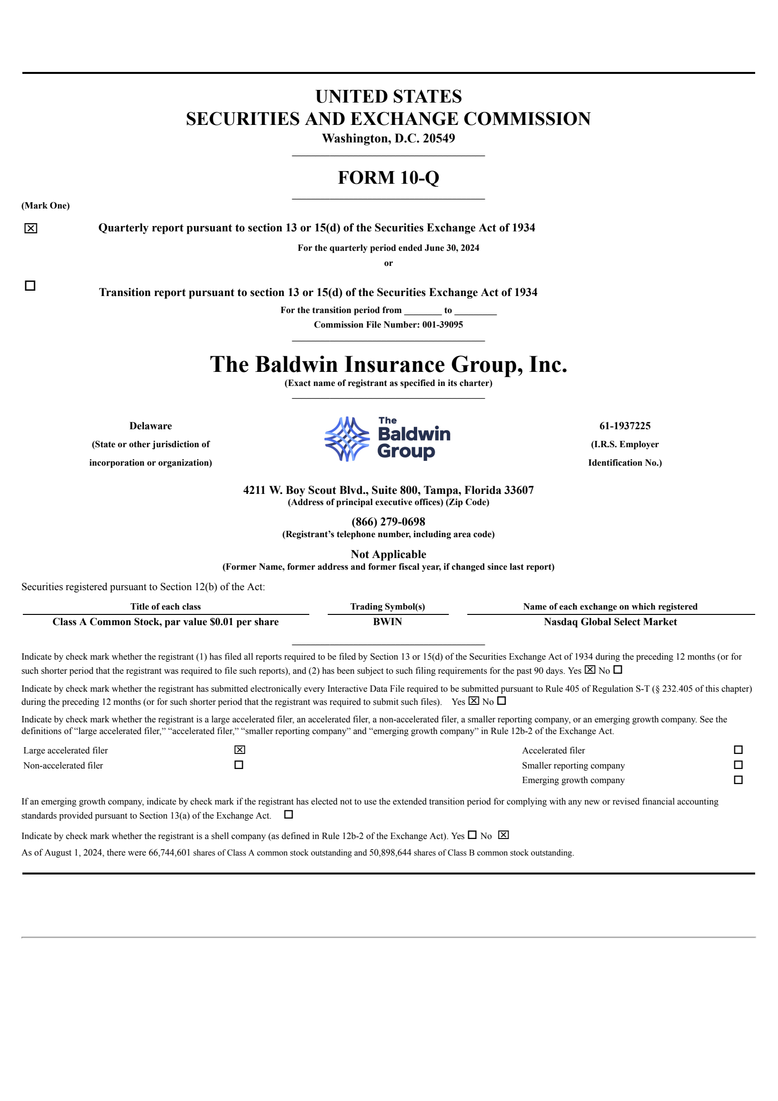 Baldwin Insurance Group's Q2 2024 Quarterly Report