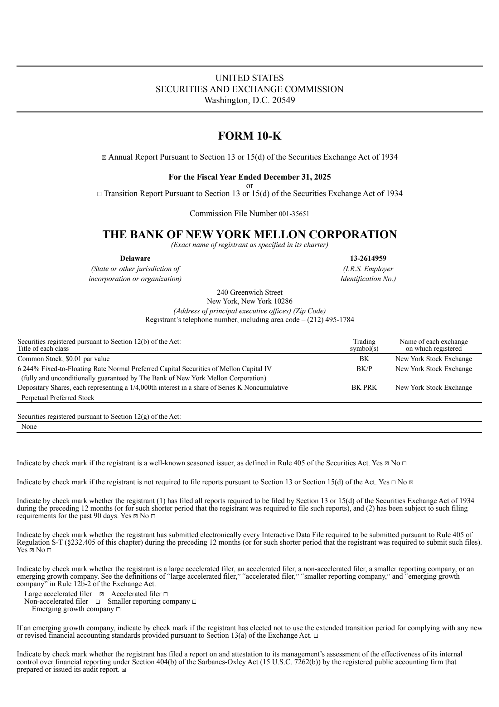Bank of New York Mellon's Q4 2025 Annual report