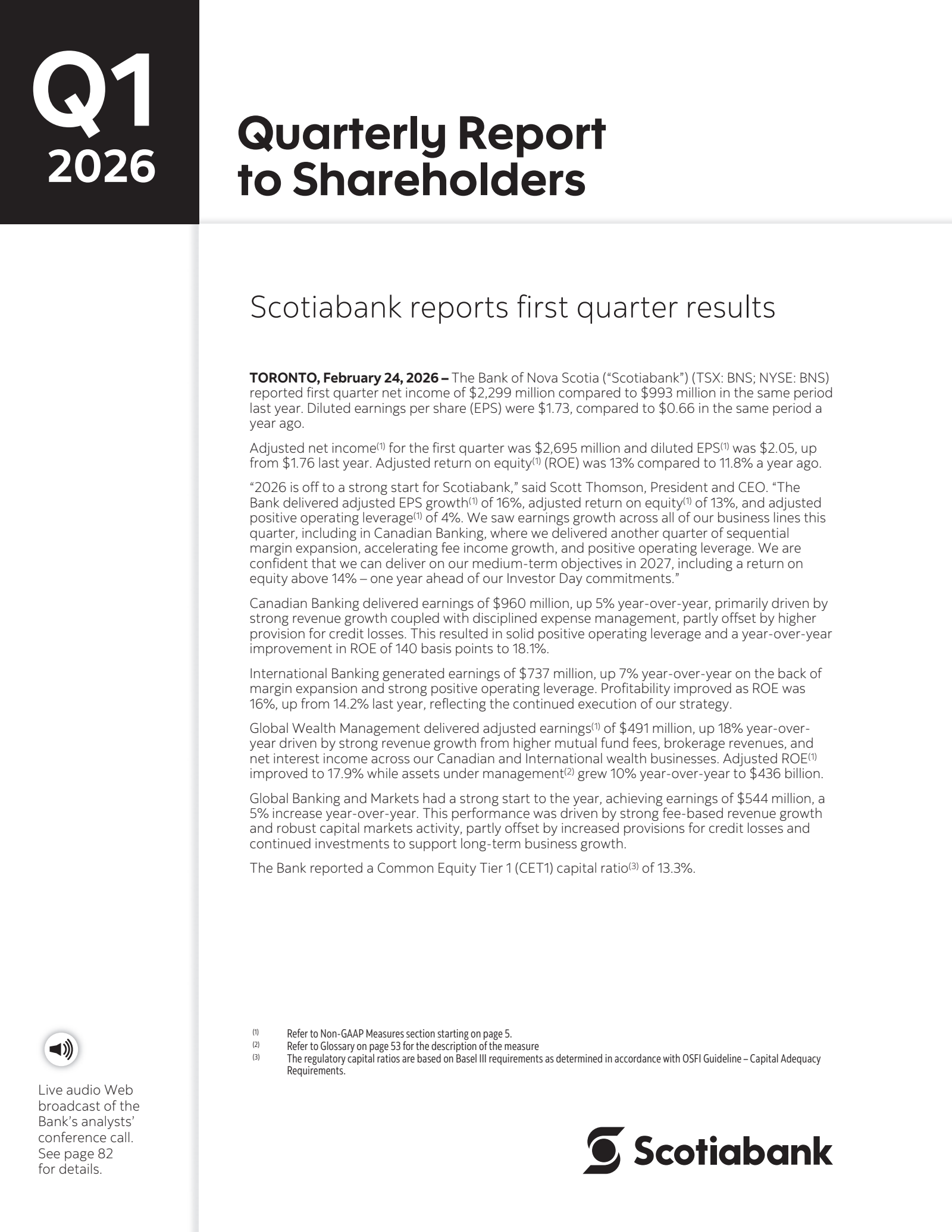 Bank of Nova Scotia's Q1 2026 Interim report