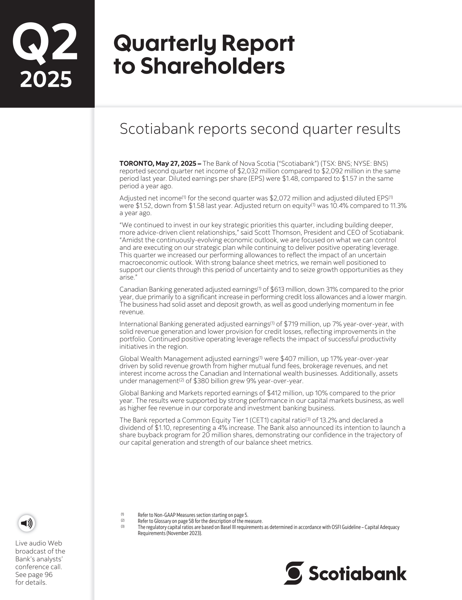 Bank of Nova Scotia's Q2 2025 Interim report