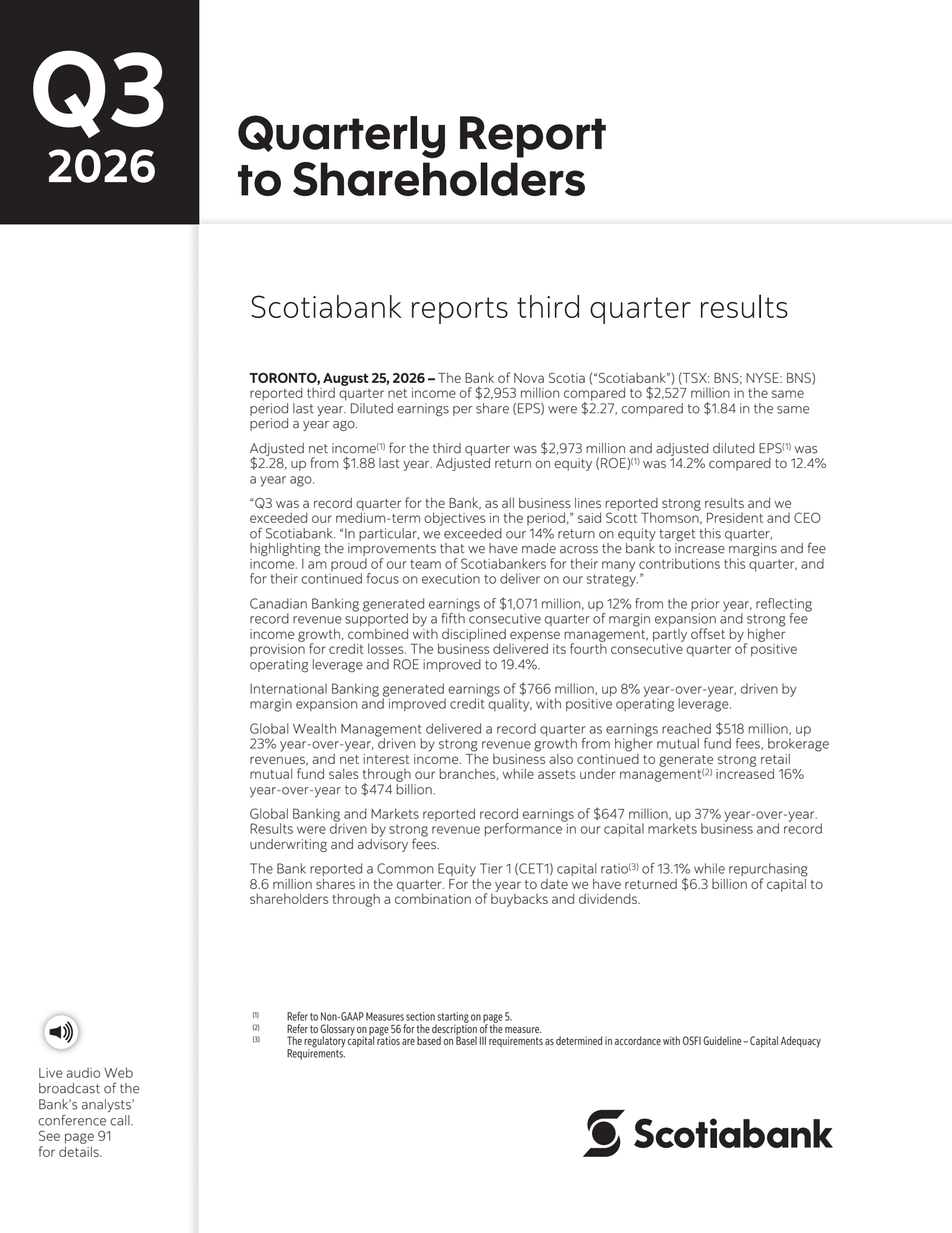 Bank of Nova Scotia's Q3 2026 Interim report
