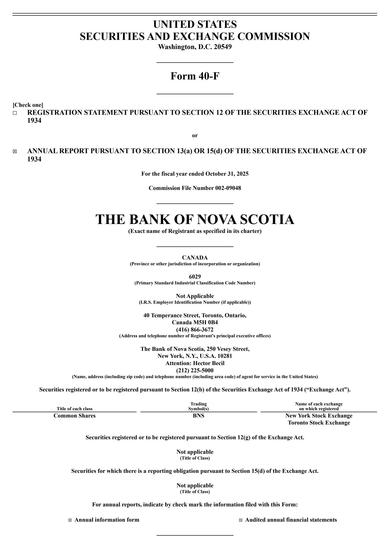 Bank of Nova Scotia's Q4 2025 Annual Report