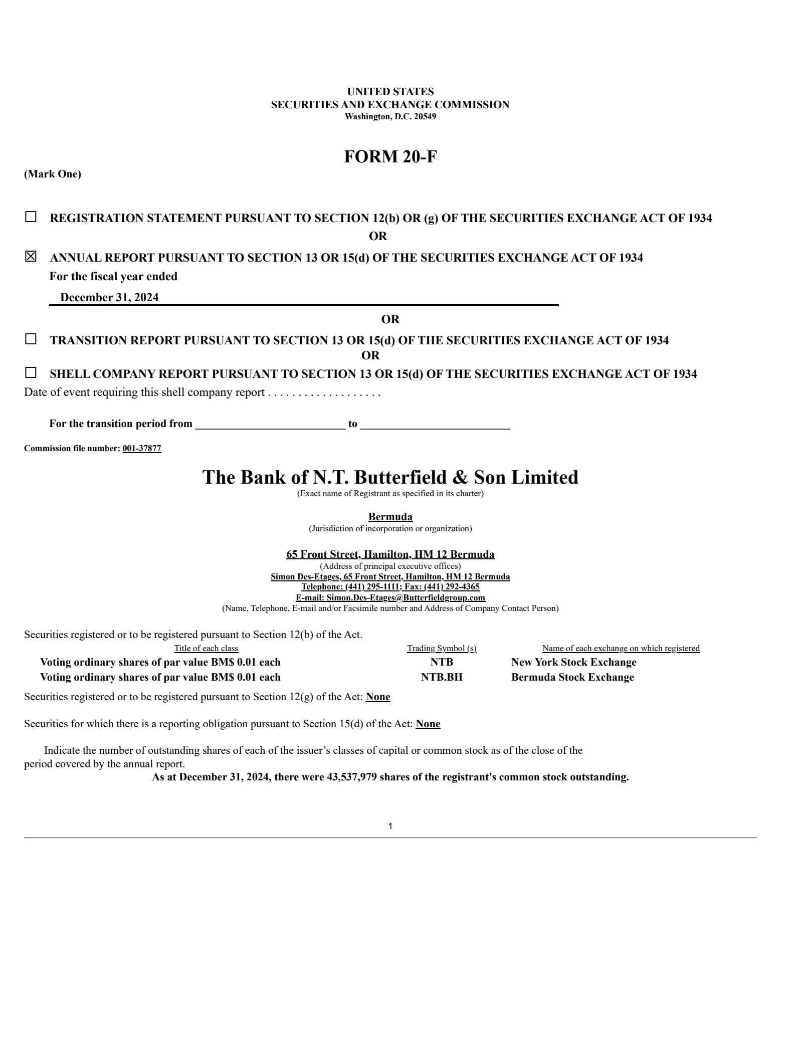 Bank of N.T. Butterfield & Son's Q4 2024 Annual Report